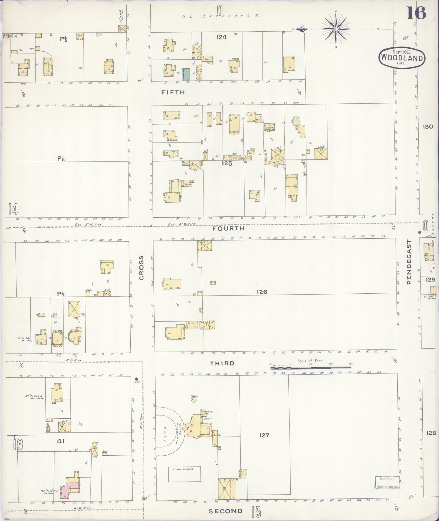 Sanborn Fire Insurance Map from Woodland, Yolo County, California (1895), Sheet #0016 - Complete Map Set gallery image, historic Sanborn map, vintage wall art, California California