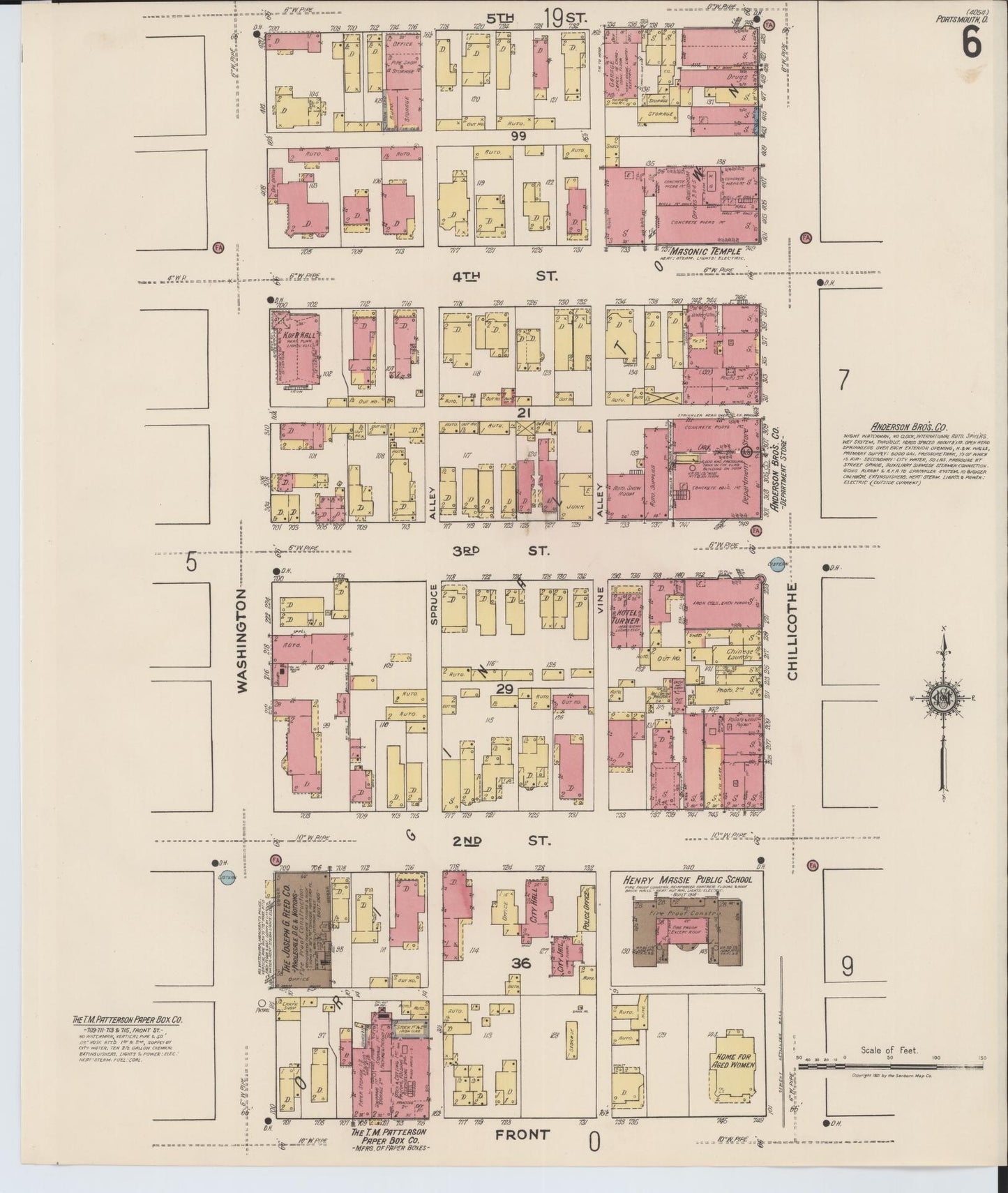 Sanborn Fire Insurance Map from Portsmouth, Scioto County, Ohio (1921), Sheet #0006 - Historic Sanborn Fire Insurance Map Print, vintage old map wall art, antique decor, genealogy gift, Ohio Ohio map