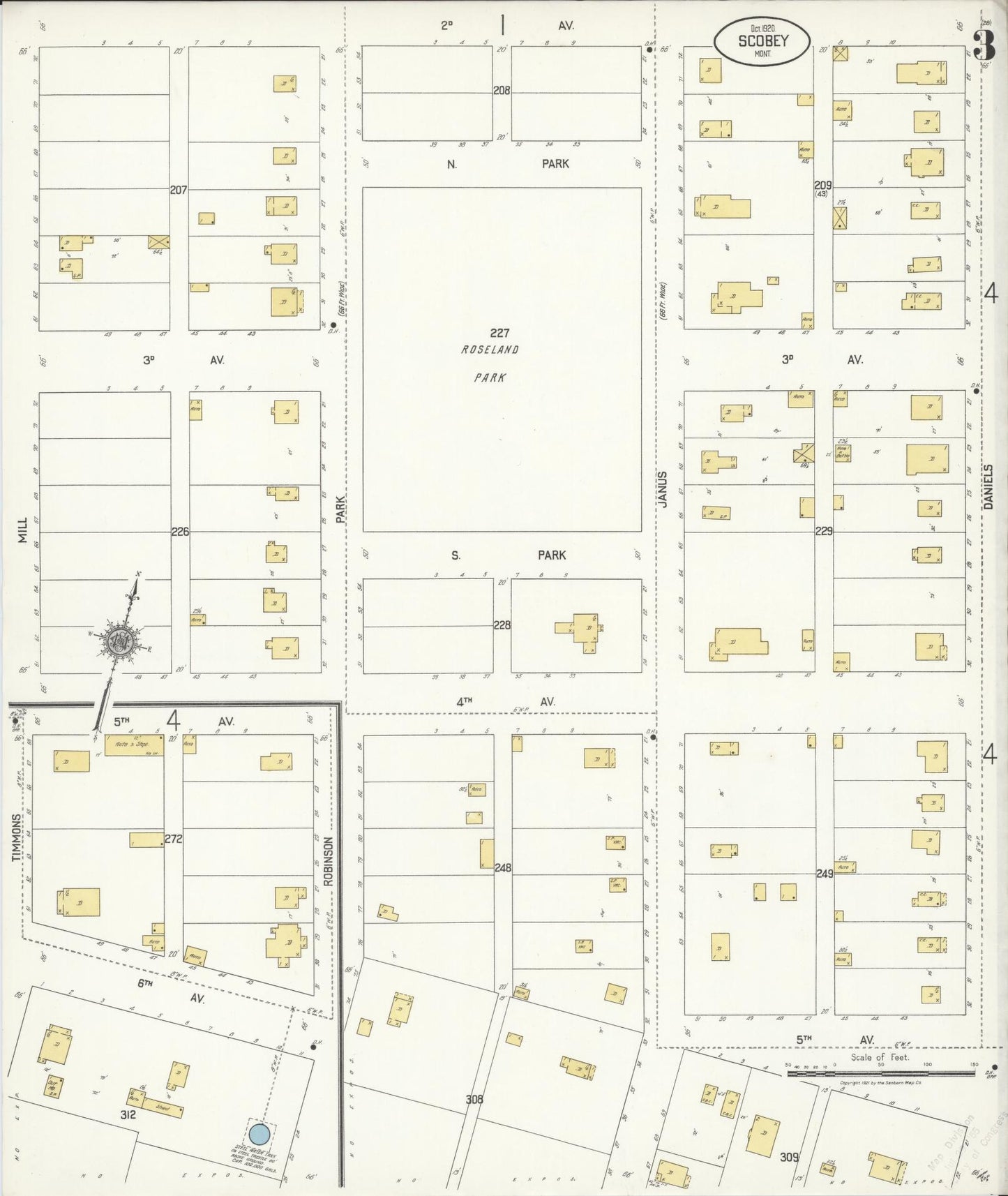 Sanborn Fire Insurance Map from Scobey, Daniels County, Montana (1920), Sheet #0003 - Historic Sanborn Fire Insurance Map Print, vintage old map wall art, antique decor, genealogy gift, Montana Montana map