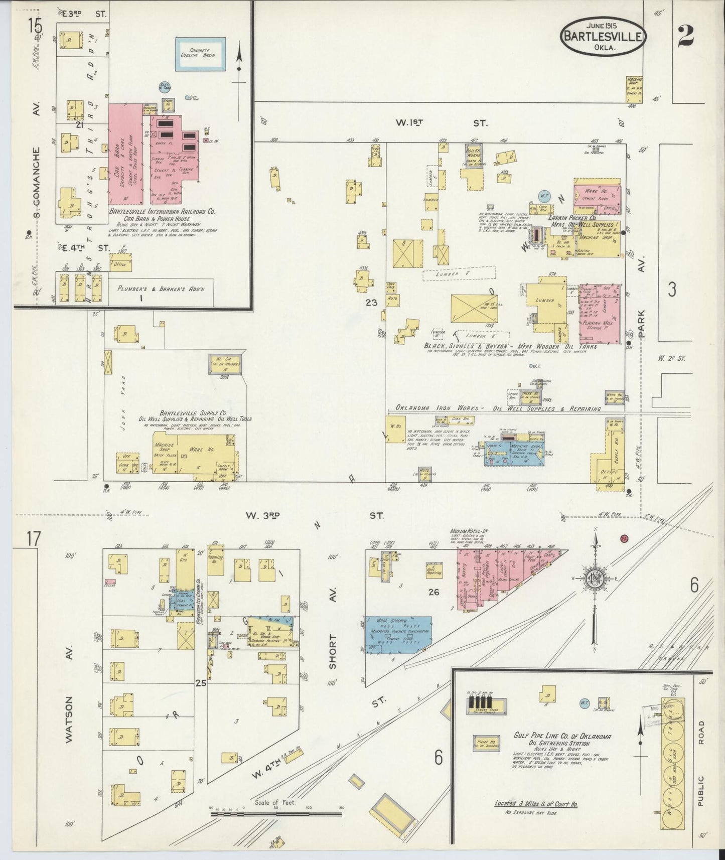 Sanborn Fire Insurance Map from Bartlesville, Washington County, Oklahoma (1915), Sheet #0002 - Historic Sanborn Fire Insurance Map Print, vintage old map wall art, antique decor, genealogy gift, Oklahoma Oklahoma map