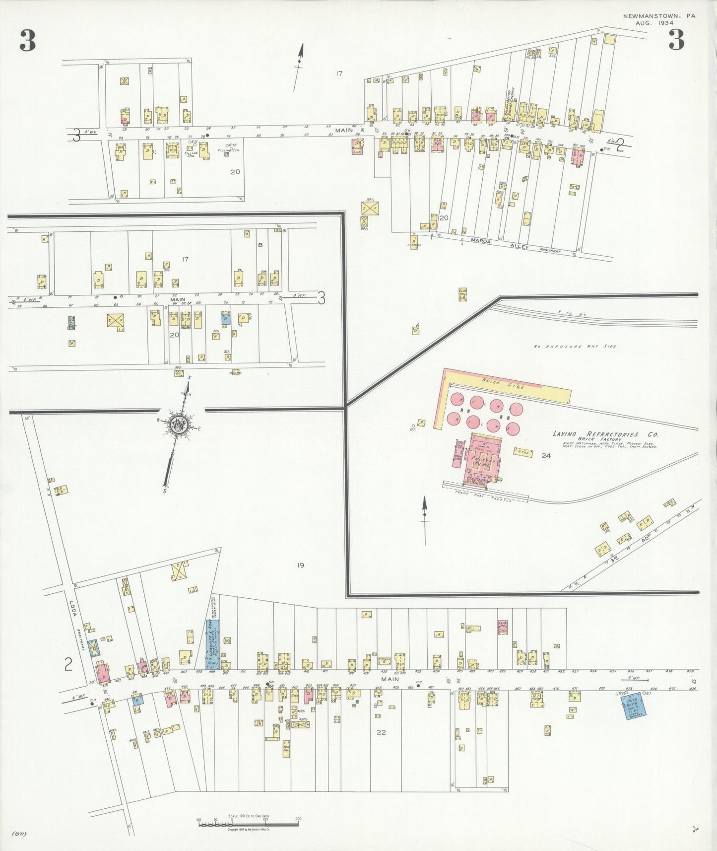 Sanborn Fire Insurance Map from Newmanstown, Lebanon County, Pennsylvania (1934), Sheet #0003 - Complete Map Set gallery image, historic Sanborn map, vintage wall art, Pennsylvania Pennsylvania