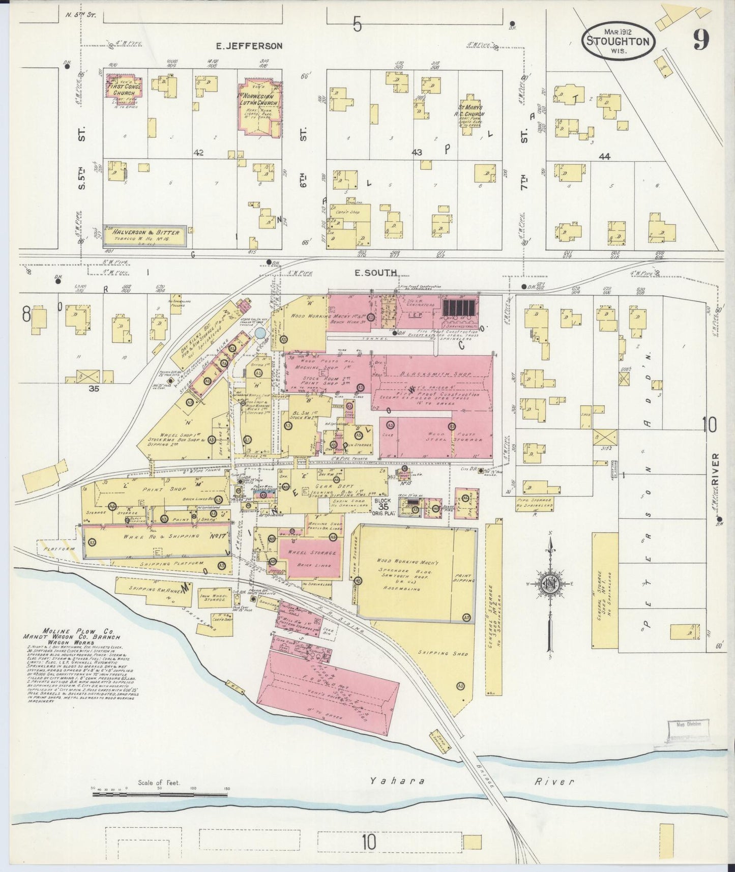 Sanborn Fire Insurance Map from Stoughton, Dane County, Wisconsin (1912), Sheet #0009 - Historic Sanborn Fire Insurance Map Print, vintage old map wall art, antique decor, genealogy gift, Wisconsin Wisconsin map
