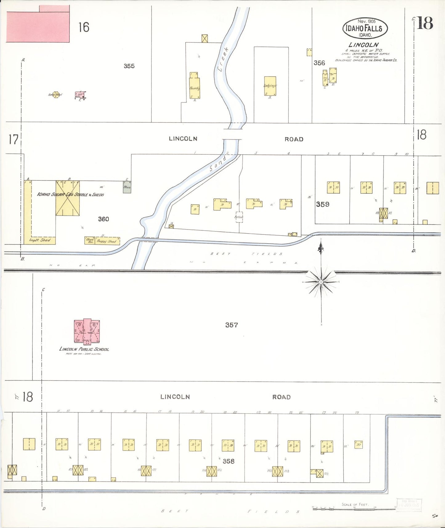 Sanborn Fire Insurance Map from Idaho Falls, Bonneville County, Idaho (1905), Sheet #0018 - Historic Sanborn Fire Insurance Map Print, vintage old map wall art, antique decor, genealogy gift, Idaho Idaho map