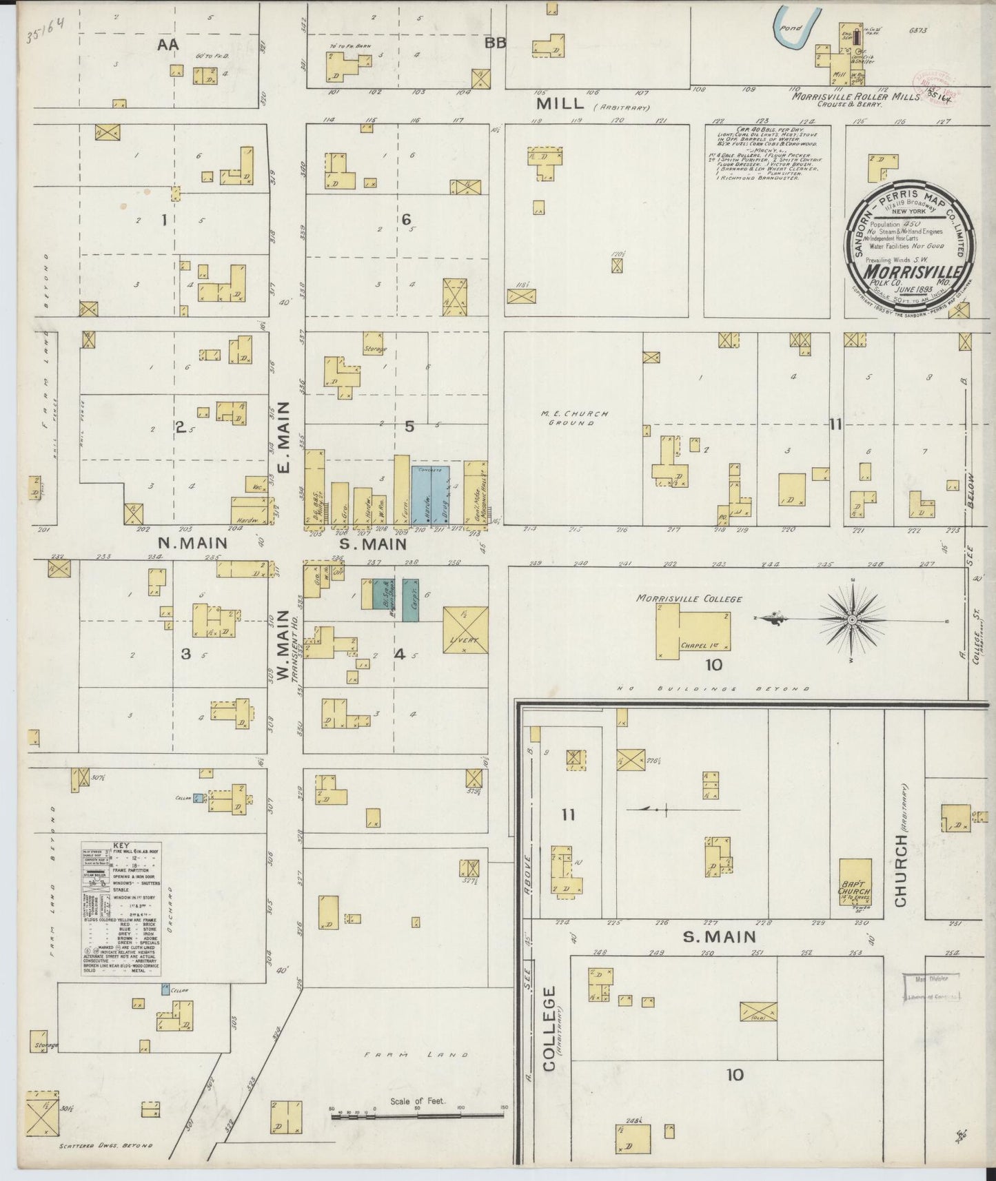 Sanborn Fire Insurance Map from Morrisville, Polk County, Missouri. (1893) – Historic Sanborn Fire Insurance Map Print