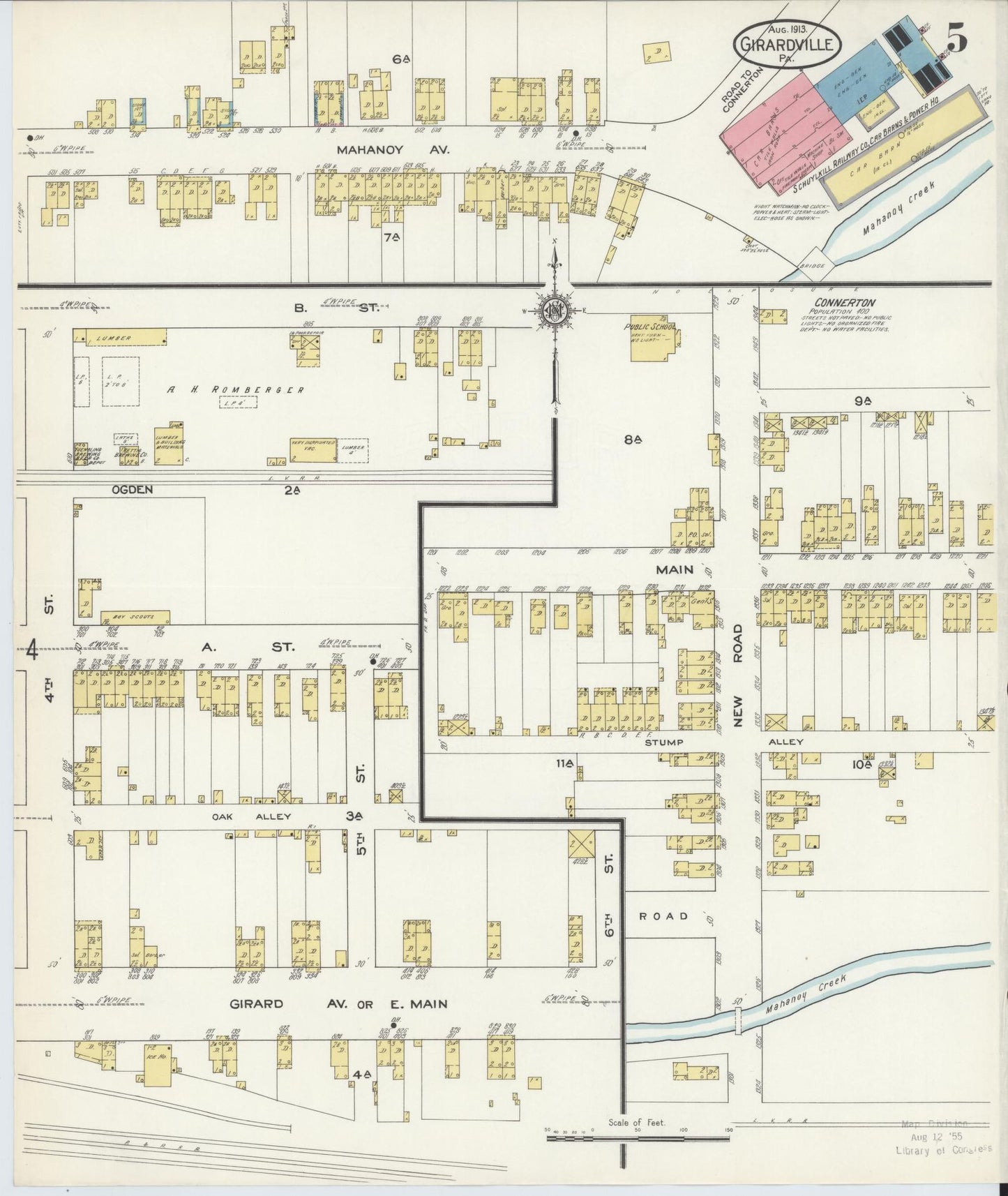 Sanborn Fire Insurance Map from Girardsville, Schuylkill County, Pennsylvania (1913), Sheet #0005 - Historic Sanborn Fire Insurance Map Print, vintage old map wall art, antique decor, genealogy gift, Pennsylvania Pennsylvania map