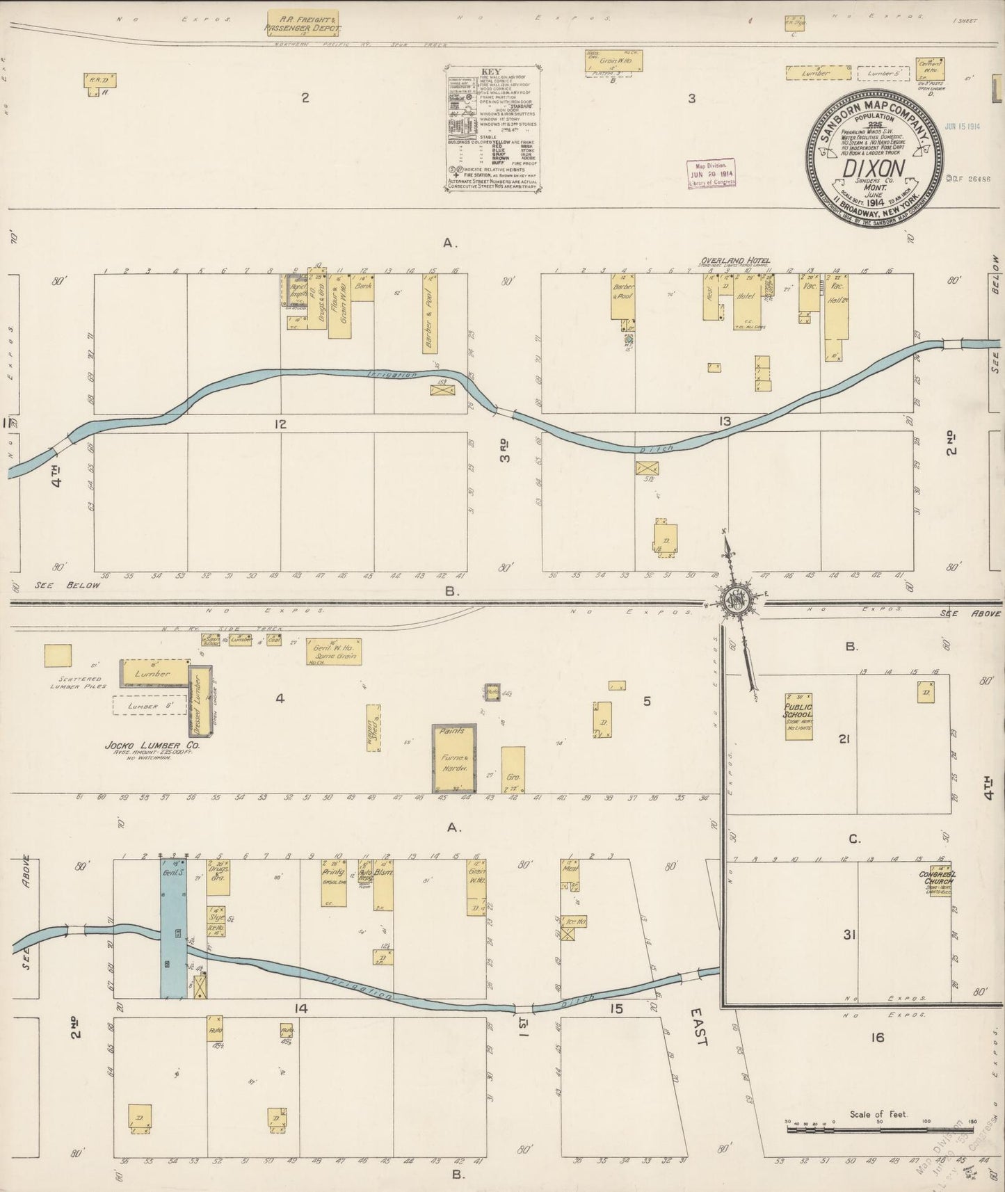 Sanborn Fire Insurance Map from Dixon, Sanders County, Montana (1914), Sheet #0001 - Historic Sanborn Fire Insurance Map Print, vintage old map wall art, antique decor, genealogy gift, Montana Montana map