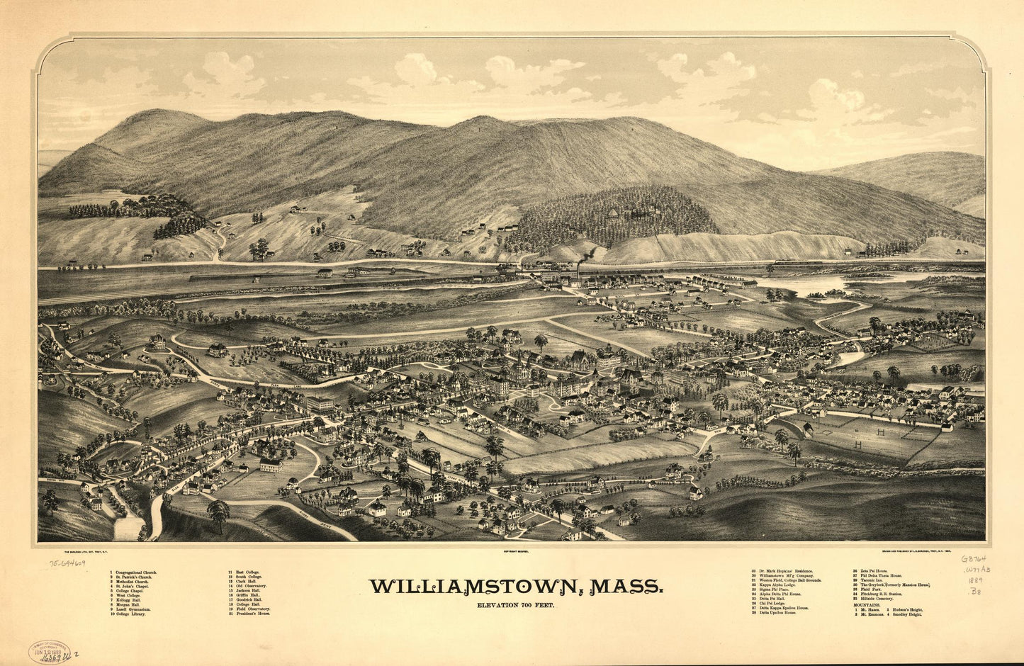Williamstown, Mass. (1889) – Historic Bird’s-Eye View Panorama Print