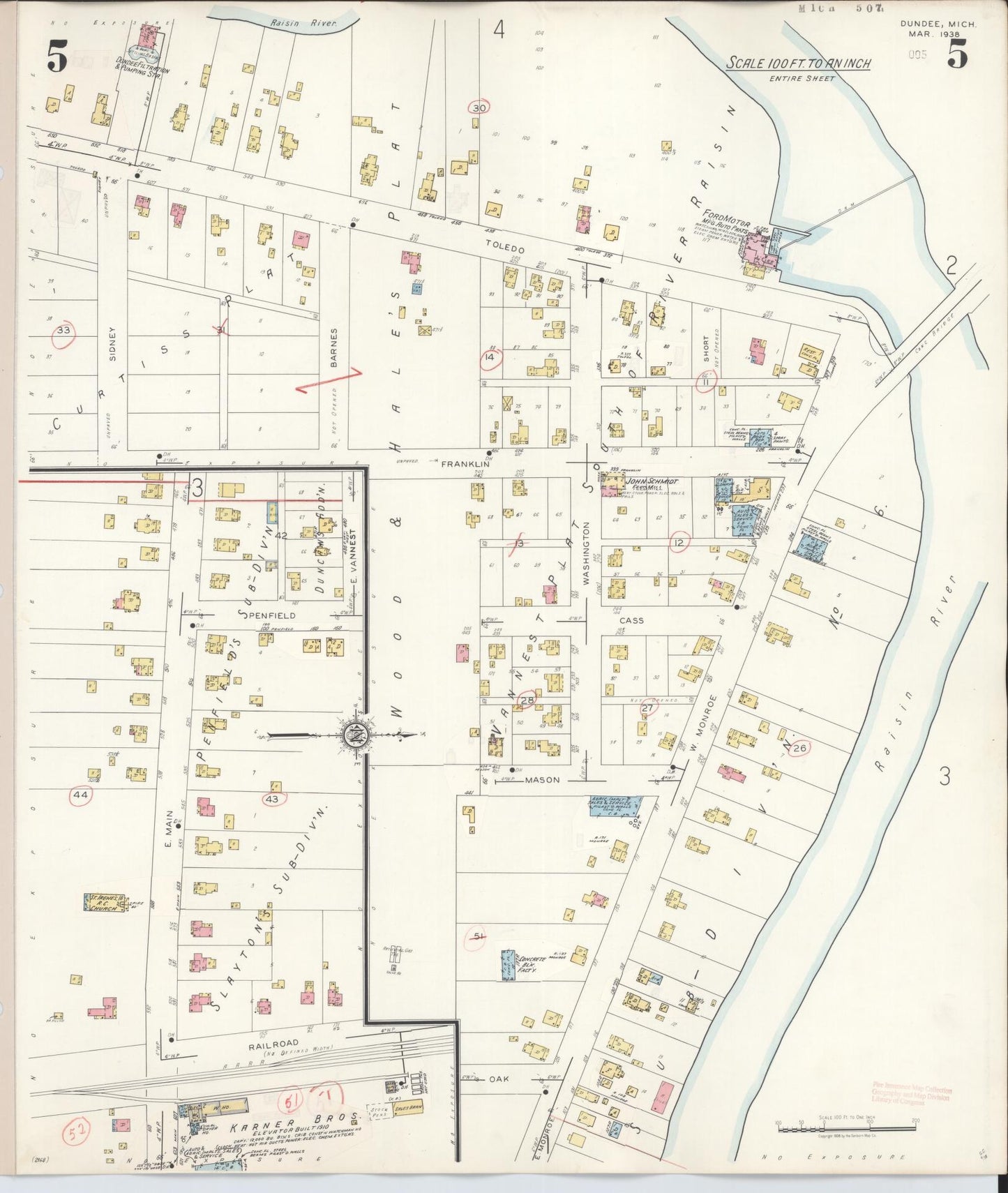 Sanborn Fire Insurance Map from Dundee, Monroe County, Michigan (1949), Sheet #0005 - Complete Map Set gallery image, historic Sanborn map, vintage wall art, Michigan Michigan