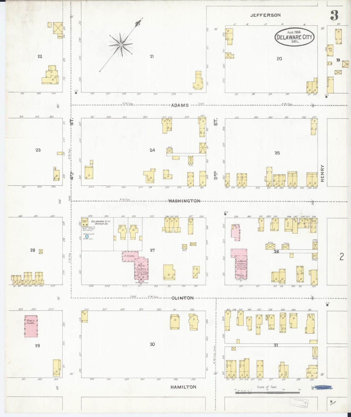 Sanborn Fire Insurance Map from Delaware City, New Castle County, Delaware (1904), Sheet #0003 - Complete Map Set gallery image, historic Sanborn map, vintage wall art, Delaware Delaware