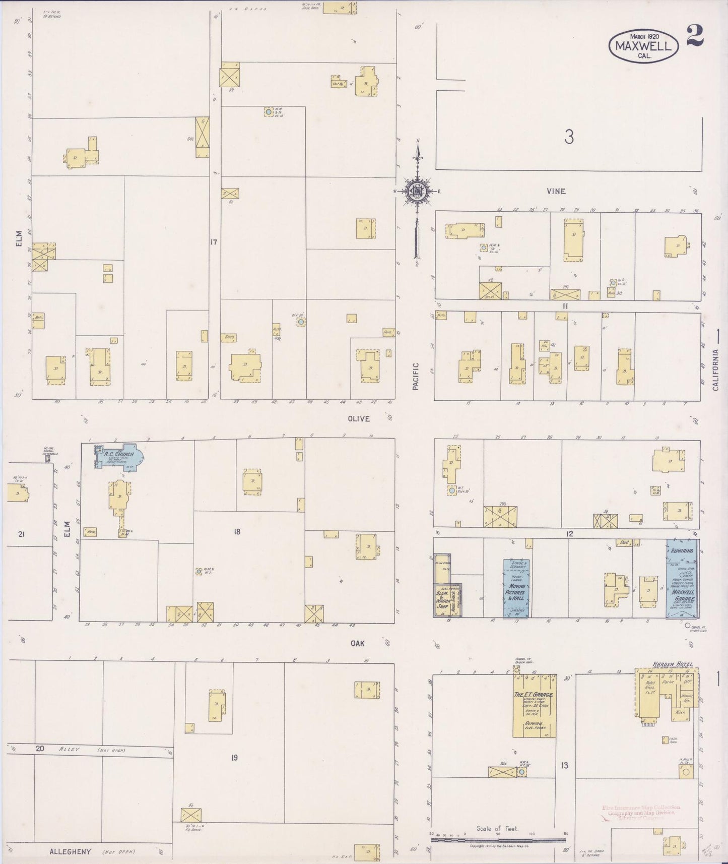 Sanborn Fire Insurance Map from Maxwell, Colusa County, California (1920), Sheet #0002 - Historic Sanborn Fire Insurance Map Print, vintage old map wall art, antique decor, genealogy gift, California California map