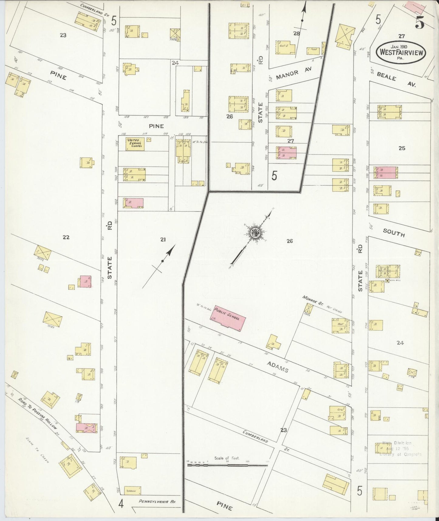 Sanborn Fire Insurance Map from West Fairview, Cumberland County, Pennsylvania (1910), Sheet #0005 - Complete Map Set gallery image, historic Sanborn map, vintage wall art, Pennsylvania Pennsylvania