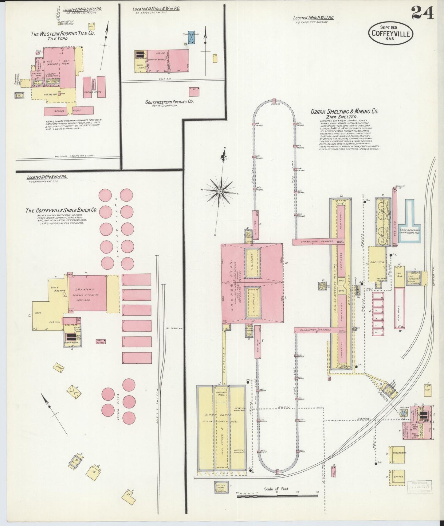 Sanborn Fire Insurance Map from Coffeyville, Montgomery County, Kansas (1908), Sheet #0024 - Complete Map Set gallery image, historic Sanborn map, vintage wall art, Kansas Kansas