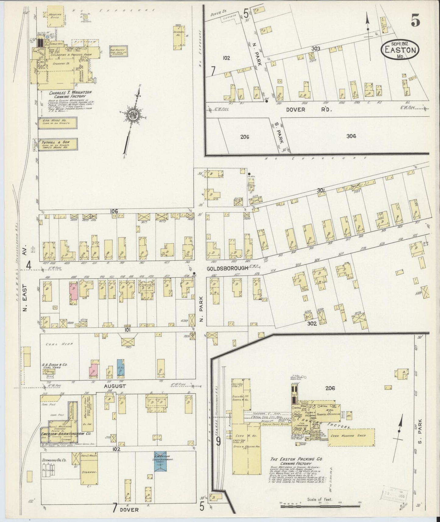 Talbot, Maryland - 1912 - Sanborn Fire Insurance Map, Sheet #0005 - Historic Sanborn Fire Insurance Map Print, Talbot Maryland 1912 0005 vintage old map wall art