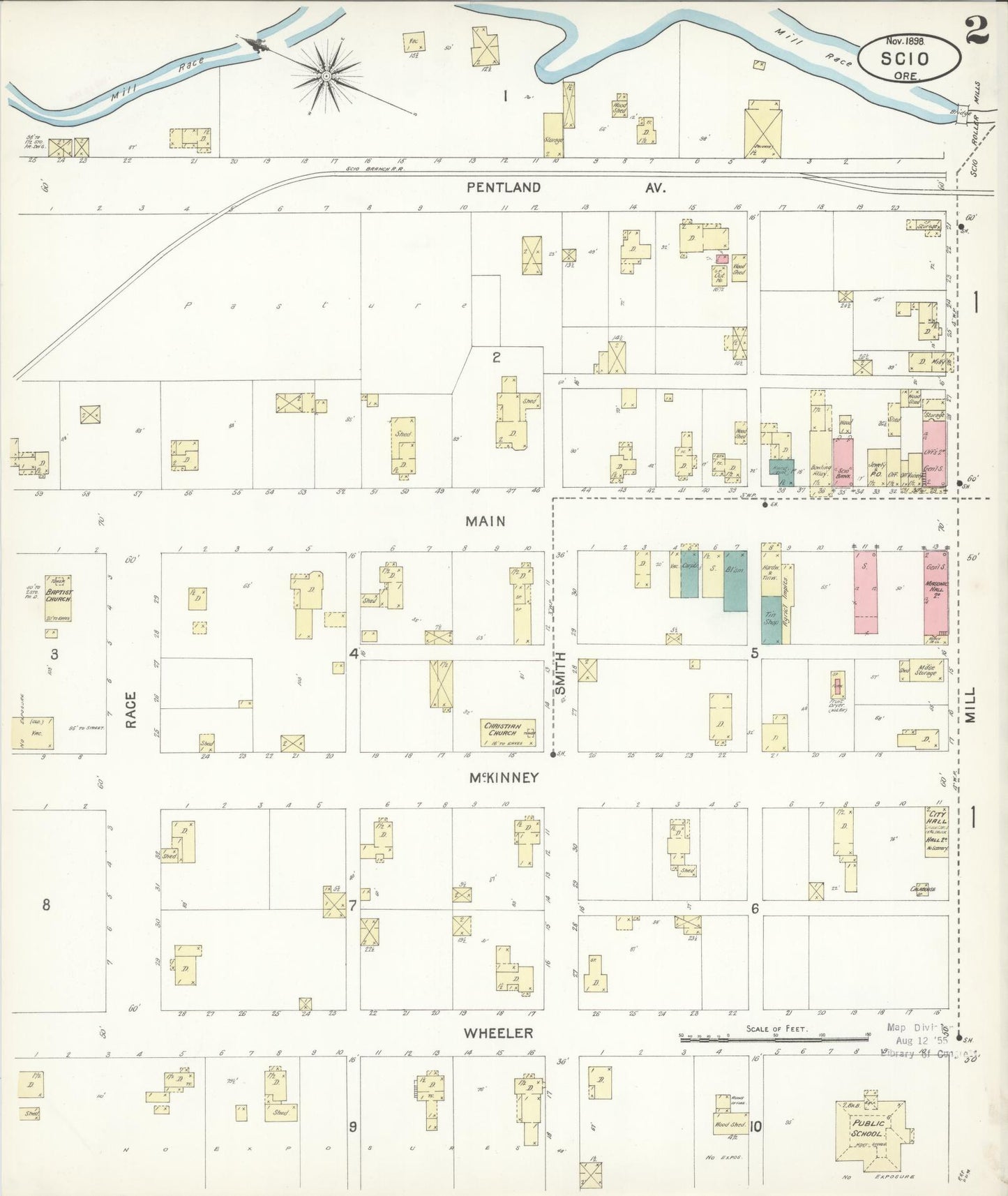 Sanborn Fire Insurance Map from Scio, Linn County, Oregon (1898), Sheet #0002 - Historic Sanborn Fire Insurance Map Print, vintage old map wall art, antique decor, genealogy gift, Oregon Oregon map