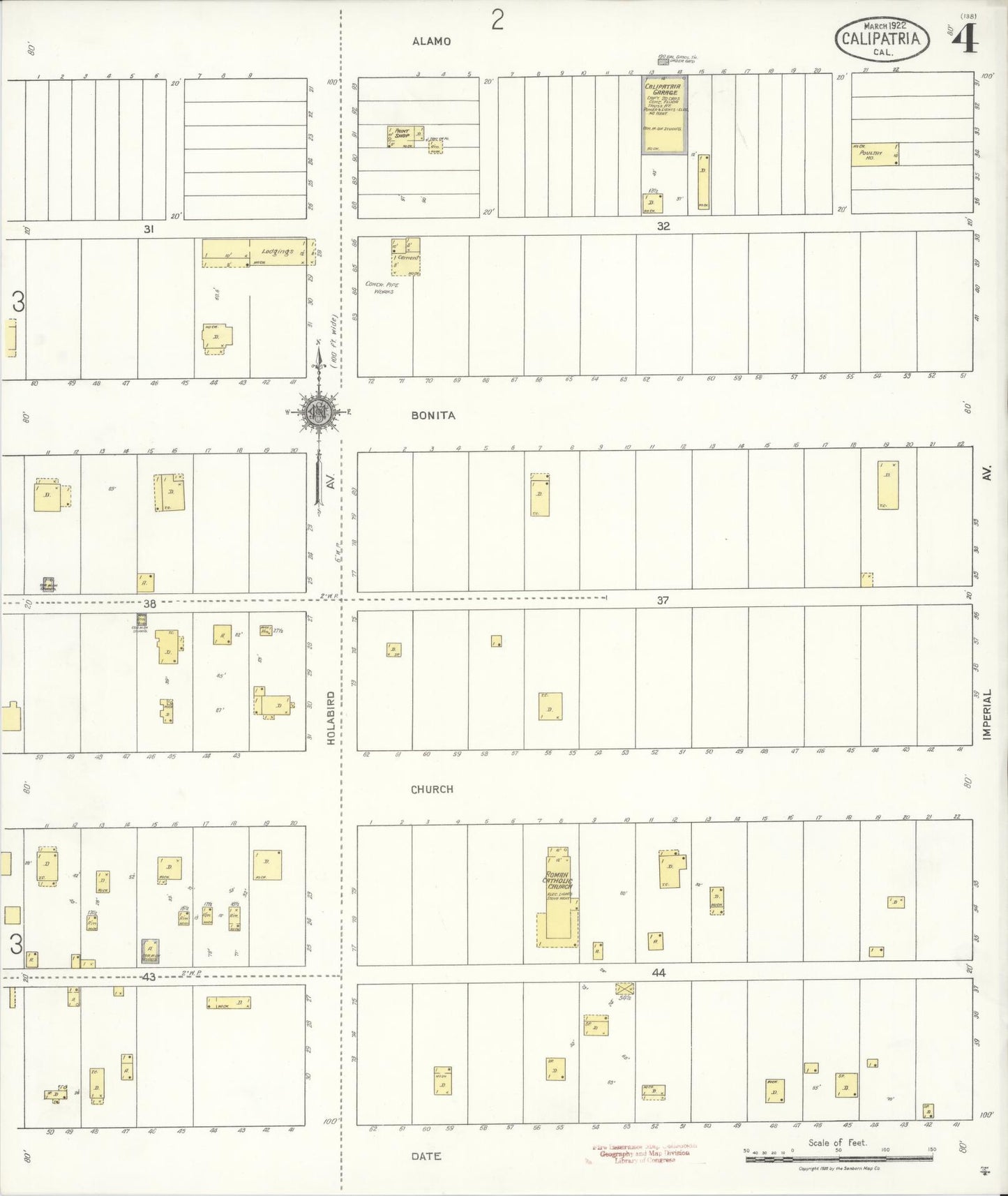 Sanborn Fire Insurance Map from Calipatria, Imperial County, California (1922), Sheet #0004 - Historic Sanborn Fire Insurance Map Print, vintage old map wall art, antique decor, genealogy gift, California California map