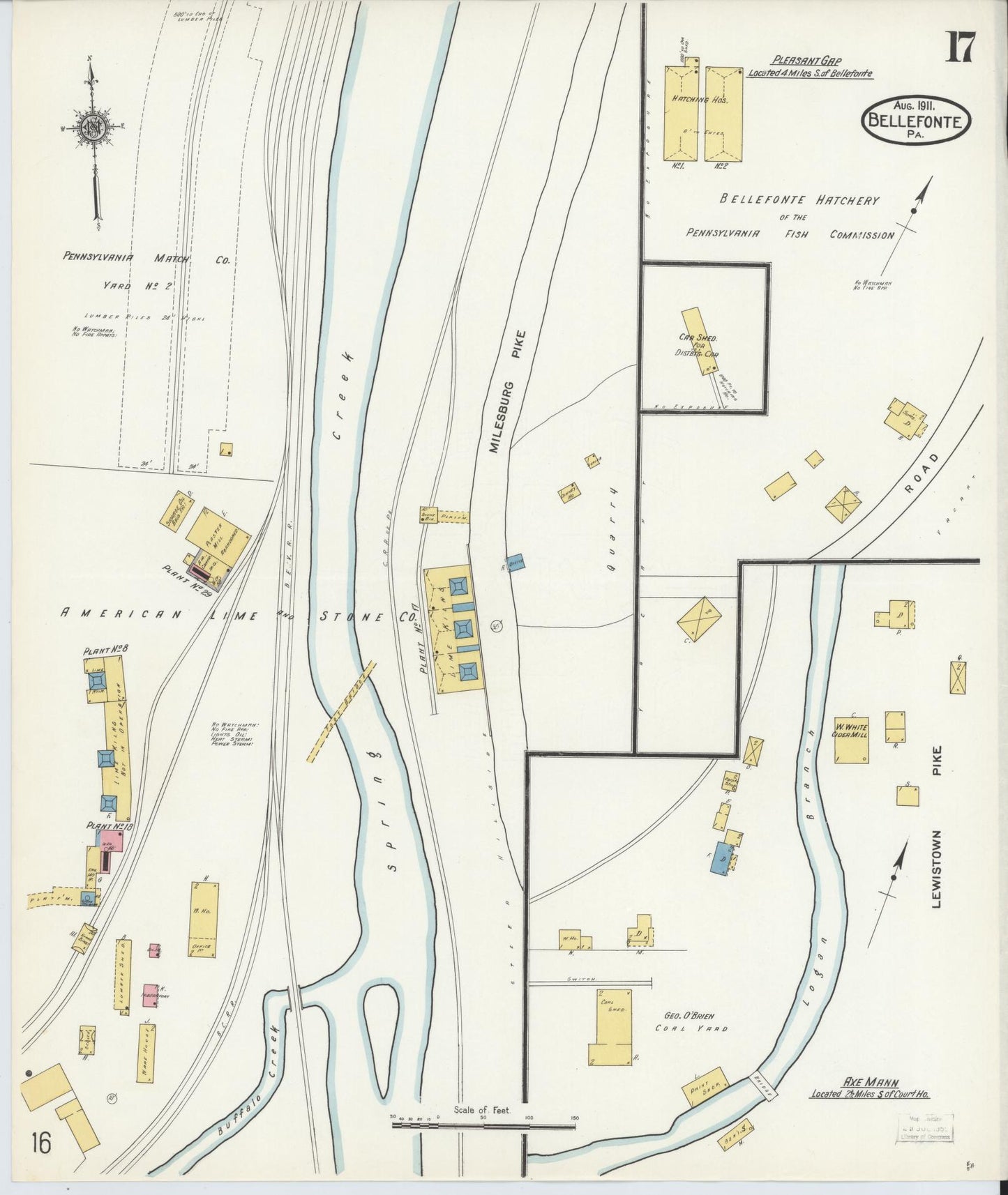 Sanborn Fire Insurance Map from Bellefonte, Centre County, Pennsylvania (1911), Sheet #0017 - Historic Sanborn Fire Insurance Map Print, vintage old map wall art, antique decor, genealogy gift, Pennsylvania Pennsylvania map