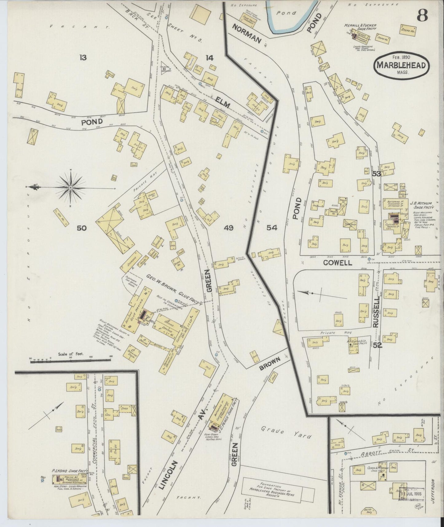 Sanborn Fire Insurance Map from Marblehead, Essex County, Massachusetts (1890), Sheet #0008 - Complete Map Set gallery image, historic Sanborn map, vintage wall art, Massachusetts Massachusetts