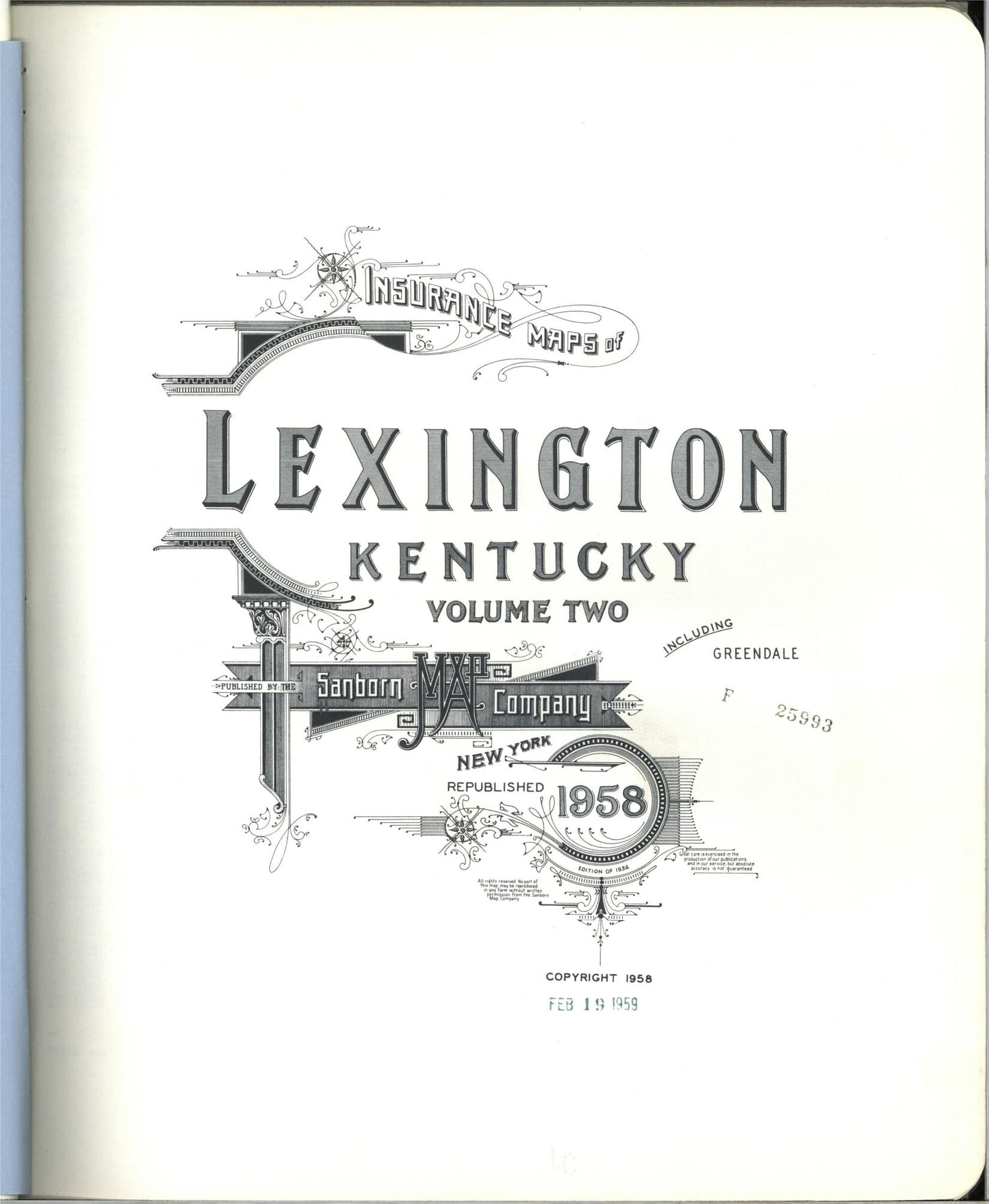 Sanborn Fire Insurance Map from Lexington, Fayette County, Kentucky (1958), Sheet #0001 - Complete Map Set gallery image, historic Sanborn map, vintage wall art, Kentucky Kentucky
