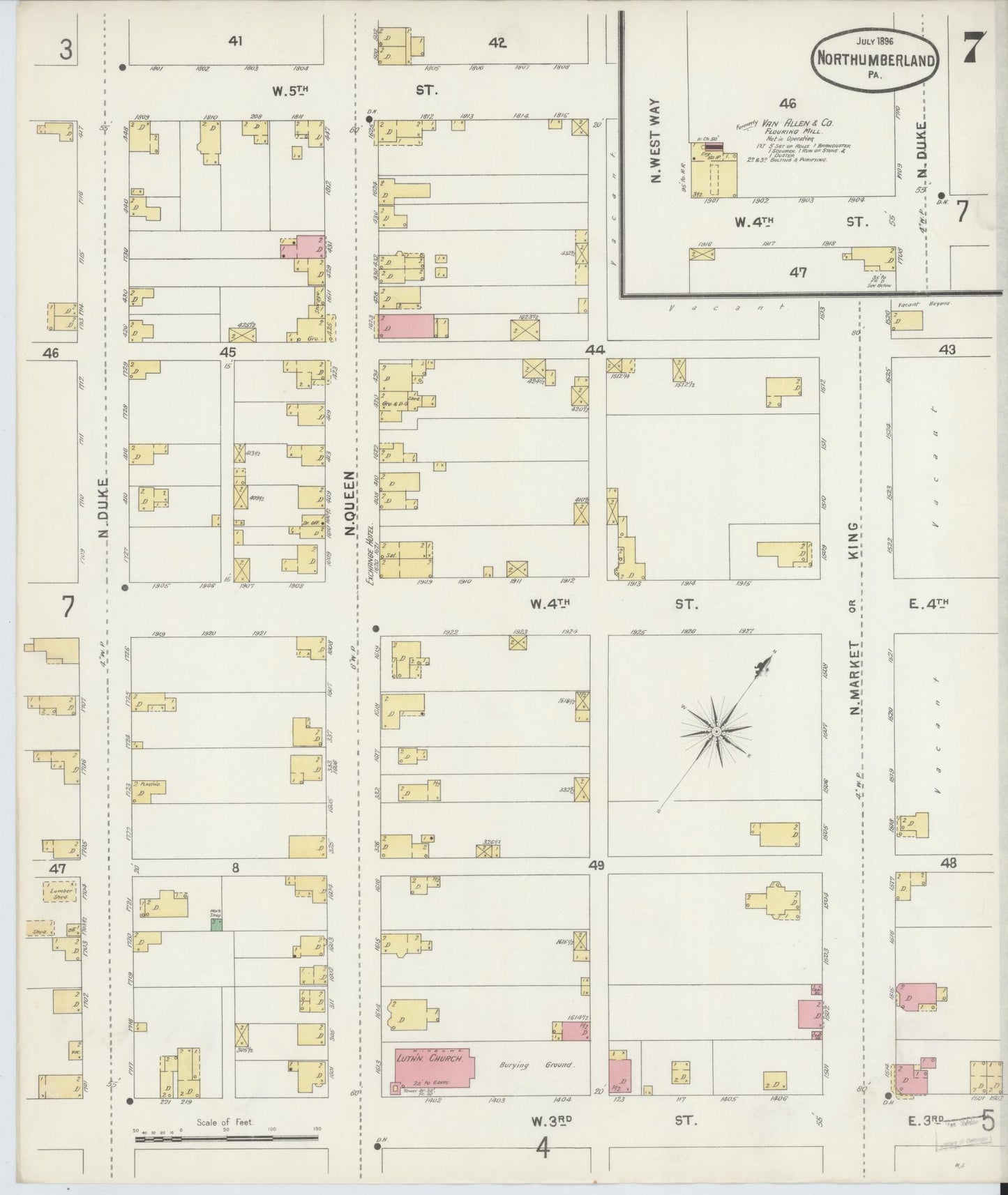 Sanborn Fire Insurance Map from Northumberland, Northumberland County, Pennsylvania (1896), Sheet #0007 - Complete Map Set gallery image, historic Sanborn map, vintage wall art, Pennsylvania Pennsylvania