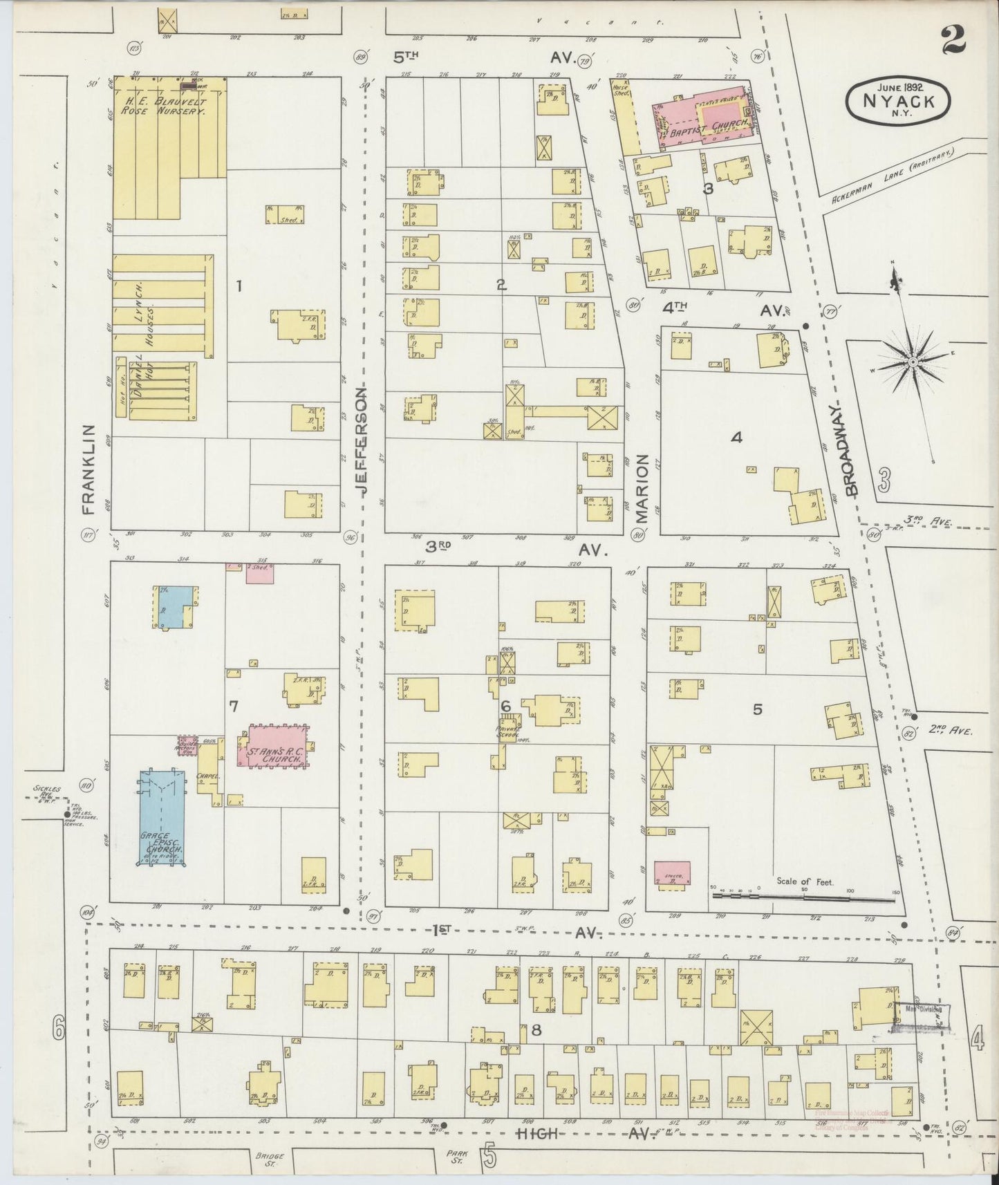 Sanborn Fire Insurance Map from Nyack, Rockland County, New York. (1892), Sheet #0002