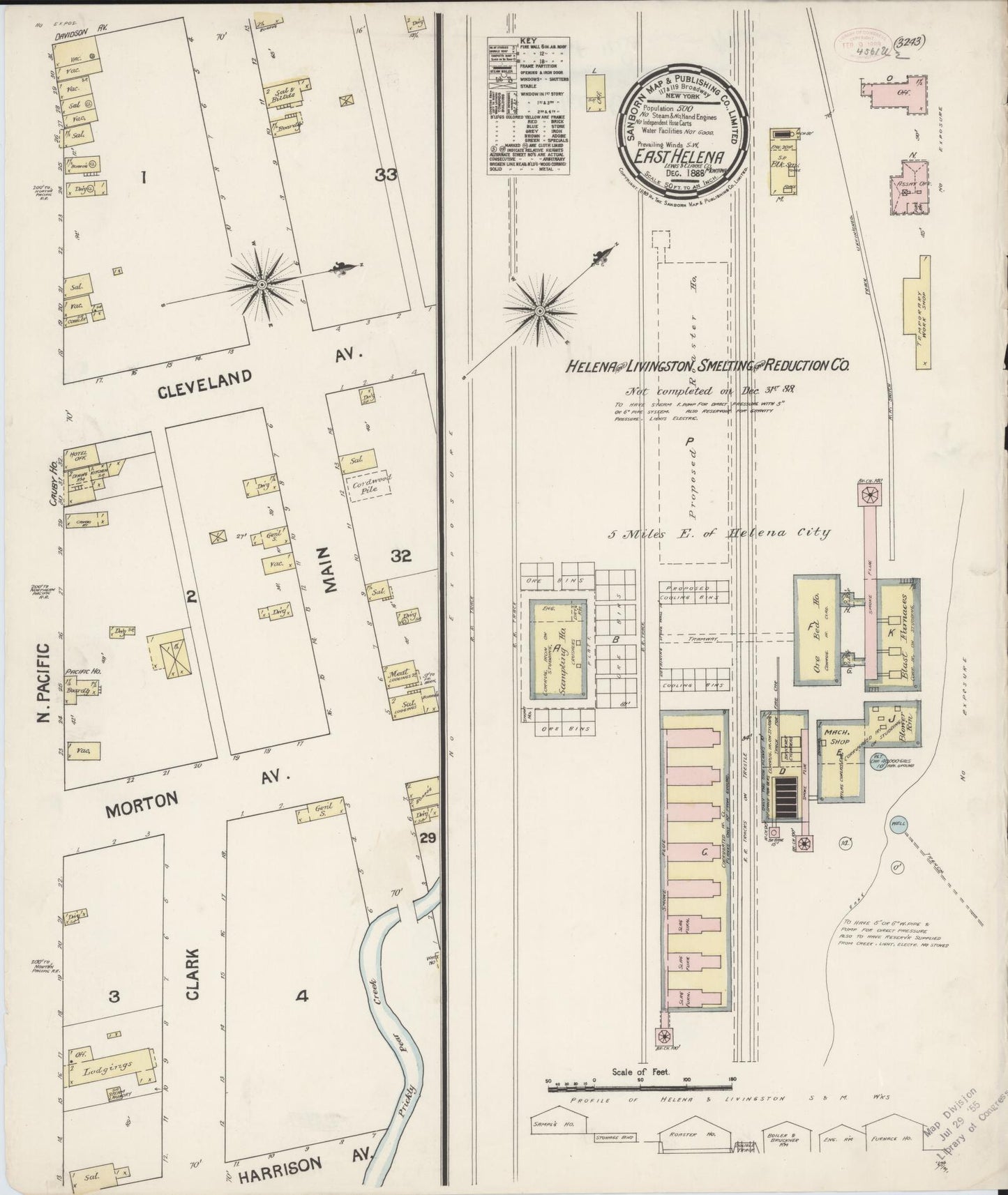 Sanborn Fire Insurance Map from East Helena, Lewis And Clark County, Montana (1888), Sheet #0001 - Historic Sanborn Fire Insurance Map Print, vintage old map wall art, antique decor, genealogy gift, Montana Montana map