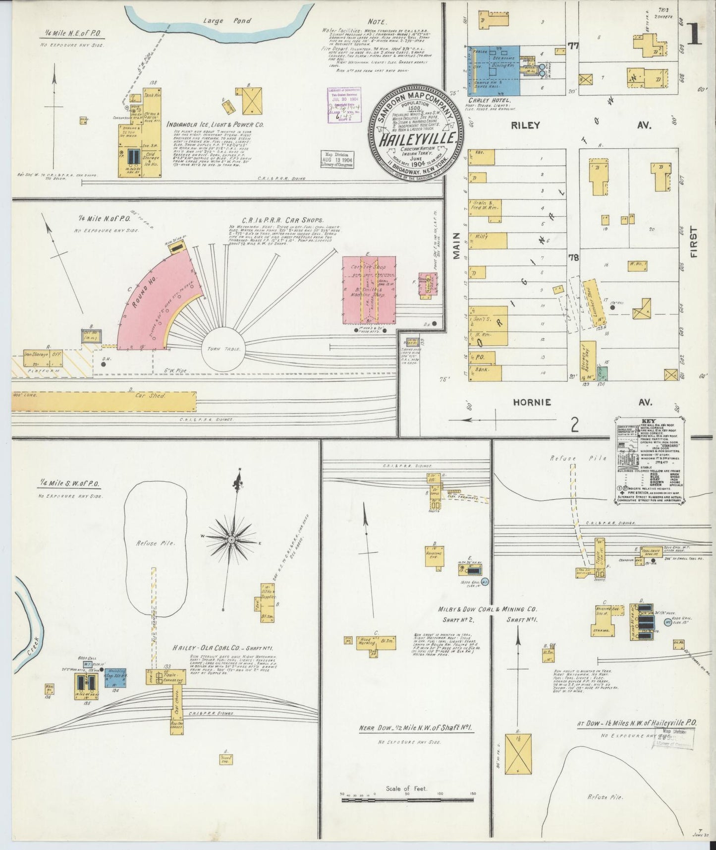 Sanborn Fire Insurance Map from Hailyville, Pittsburg County, Oklahoma (1904), Sheet #0001 - Historic Sanborn Fire Insurance Map Print, vintage old map wall art, antique decor, genealogy gift, Oklahoma Oklahoma map