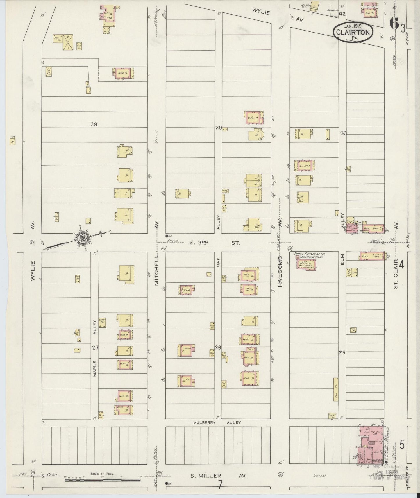 Sanborn Fire Insurance Map from Clairton, Allegheny County, Pennsylvania (1915), Sheet #0006 - Historic Sanborn Fire Insurance Map Print, vintage old map wall art, antique decor, genealogy gift, Pennsylvania Pennsylvania map