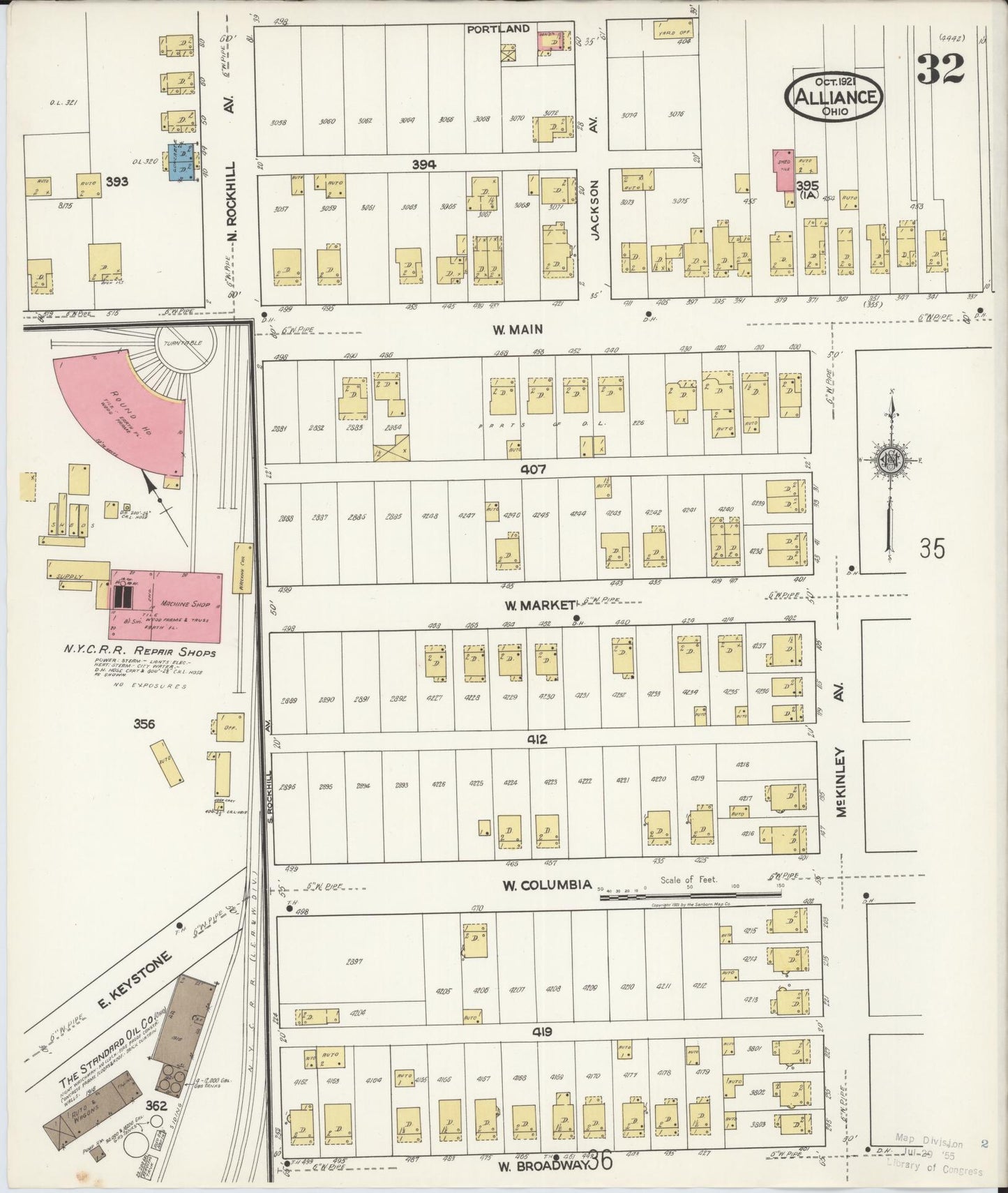 Sanborn Fire Insurance Map from Alliance, Stark County, Ohio (1921), Sheet #0032 - Historic Sanborn Fire Insurance Map Print, vintage old map wall art, antique decor, genealogy gift, Ohio Ohio map