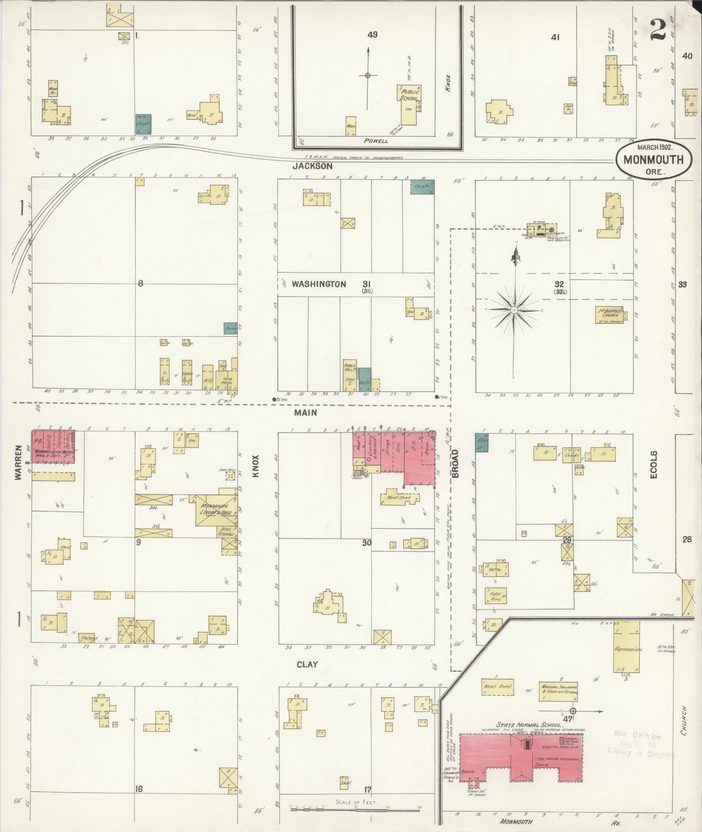 Sanborn Fire Insurance Map from Monmouth, Polk County, Oregon (1902), Sheet #0002 - Complete Map Set gallery image, historic Sanborn map, vintage wall art, Oregon Oregon