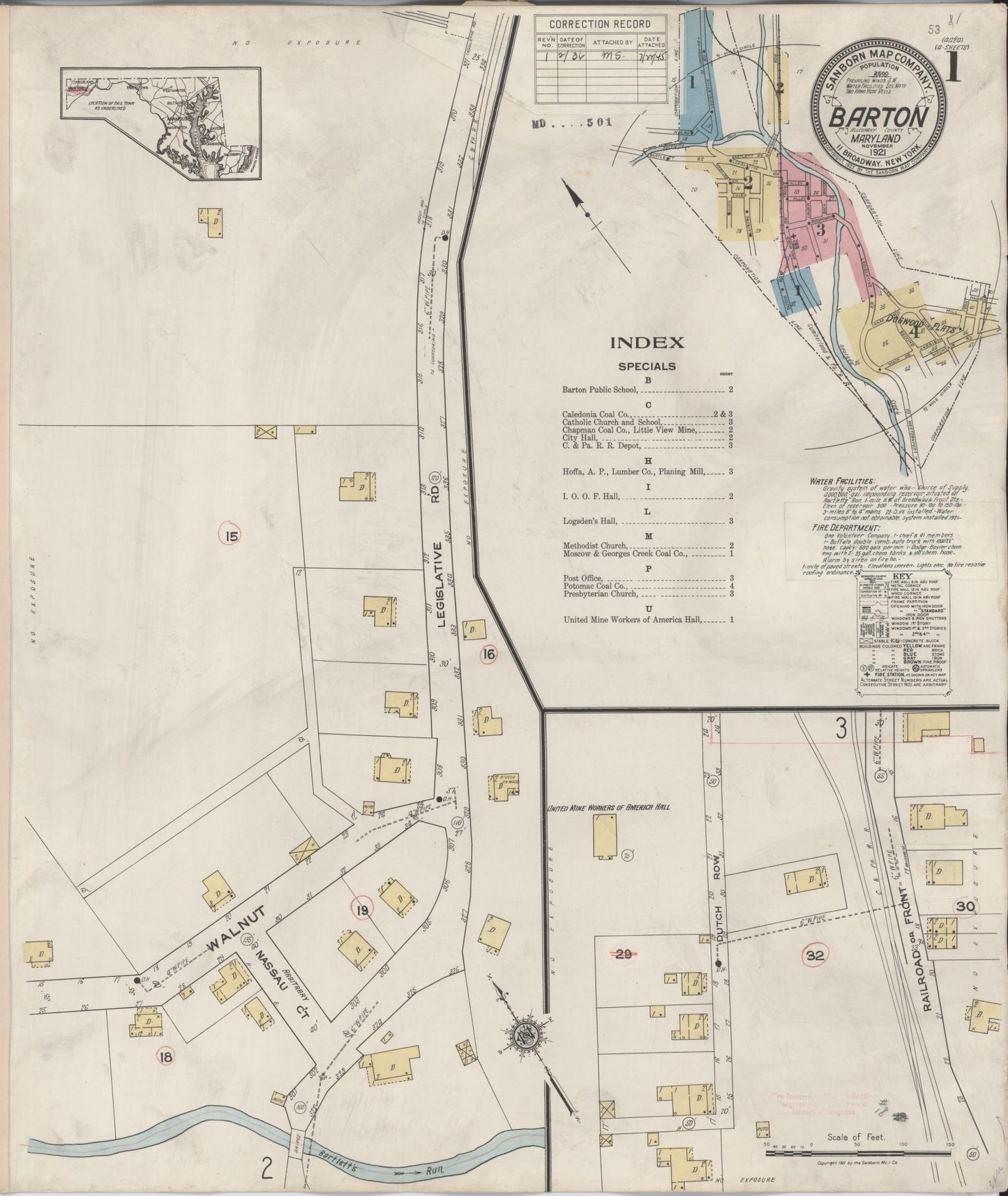 Complete Set - Allegany, Maryland - 1936 - Sanborn Fire Insurance Map (All Sheets) - Complete Set of 4 Sanborn map sheets