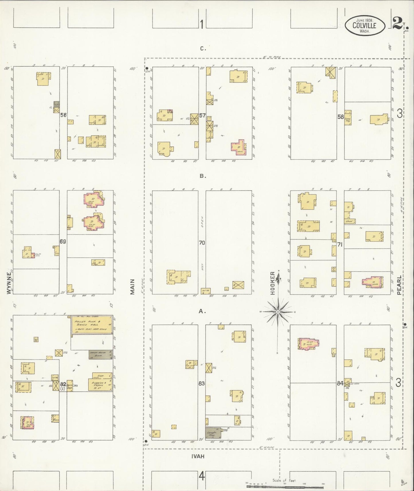 Sanborn Fire Insurance Map from Colville, Stevens County, Washington (1908), Sheet #0002 - Historic Sanborn Fire Insurance Map Print, vintage old map wall art, antique decor, genealogy gift, Washington Washington map