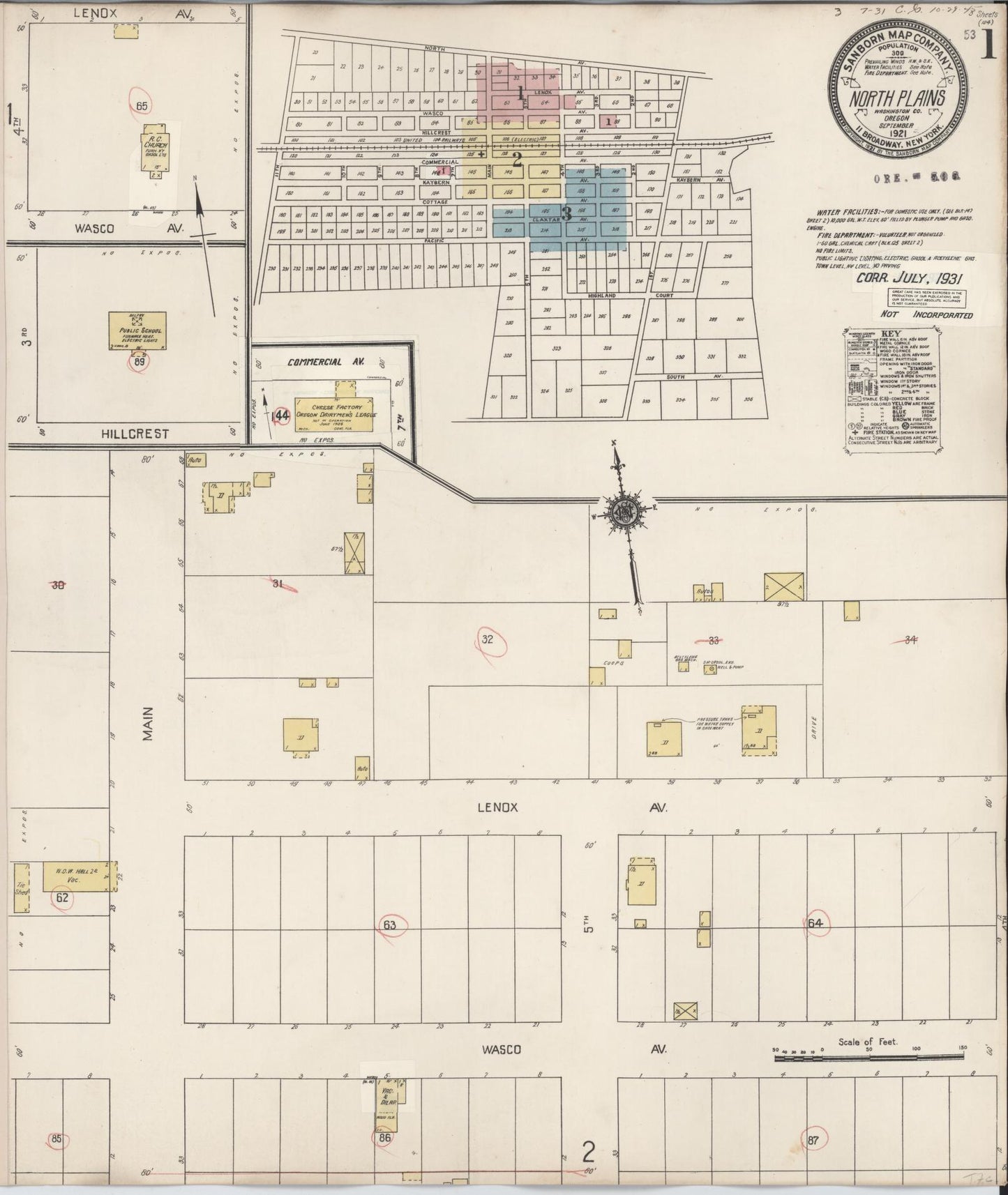 Sanborn Fire Insurance Map from North Plains, Washington County, Oregon. (1931) – Historic Sanborn Fire Insurance Map Print