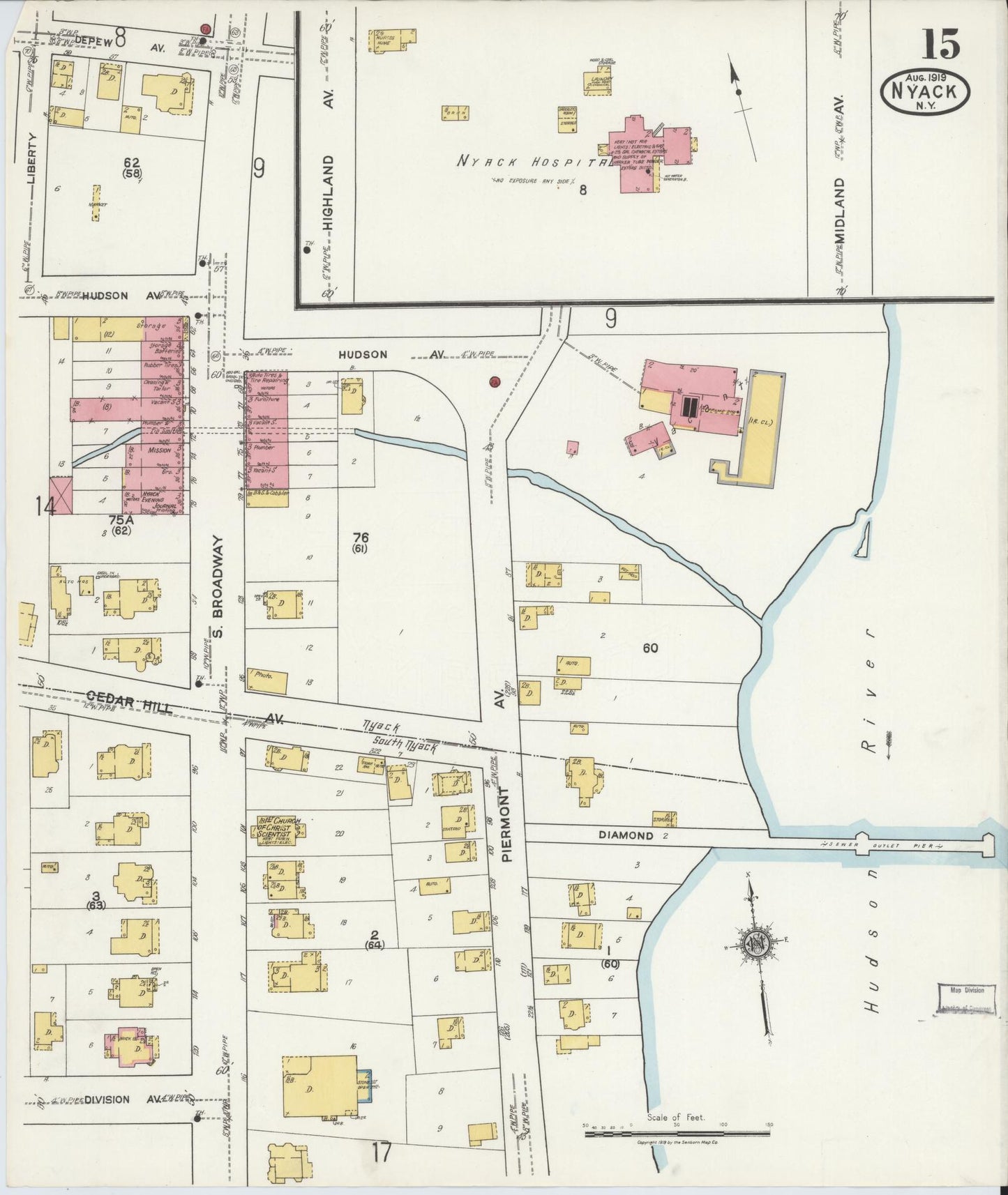 Sanborn Fire Insurance Map from Nyack, Rockland County, New York. (1919), Sheet #0015