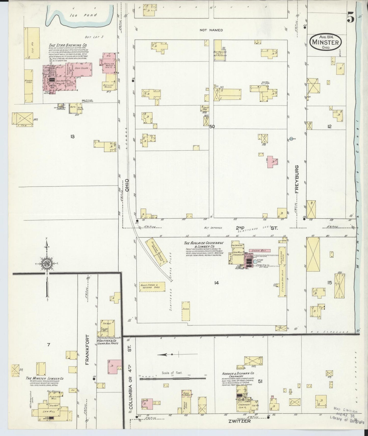 Sanborn Fire Insurance Map from Minster, Auglaize County, Ohio (1914), Sheet #0005 - Historic Sanborn Fire Insurance Map Print, vintage old map wall art, antique decor, genealogy gift, Ohio Ohio map
