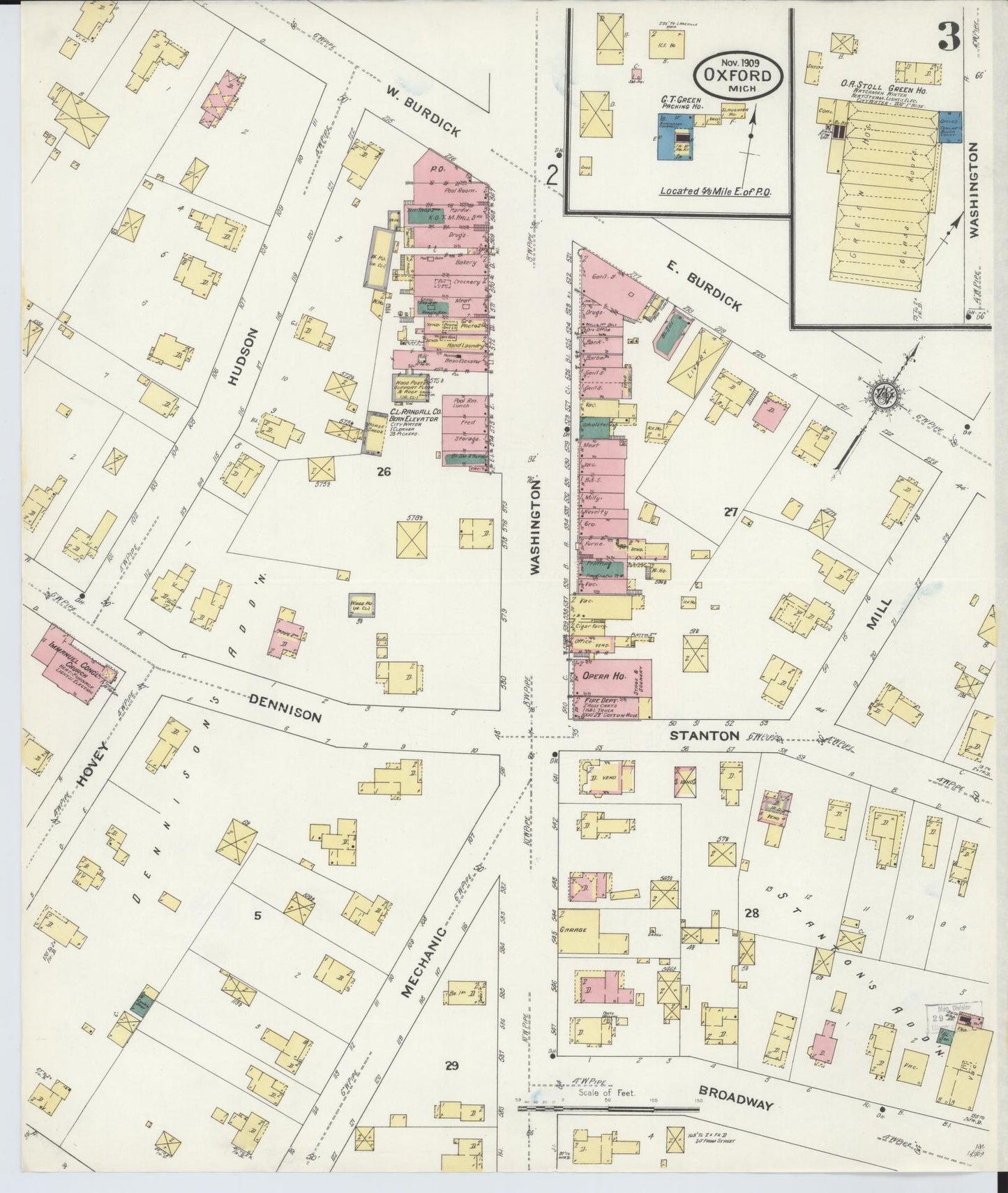 Sanborn Fire Insurance Map from Oxford, Oakland County, Michigan (1903), Sheet #0003 - Complete Map Set gallery image, historic Sanborn map, vintage wall art, Michigan Michigan