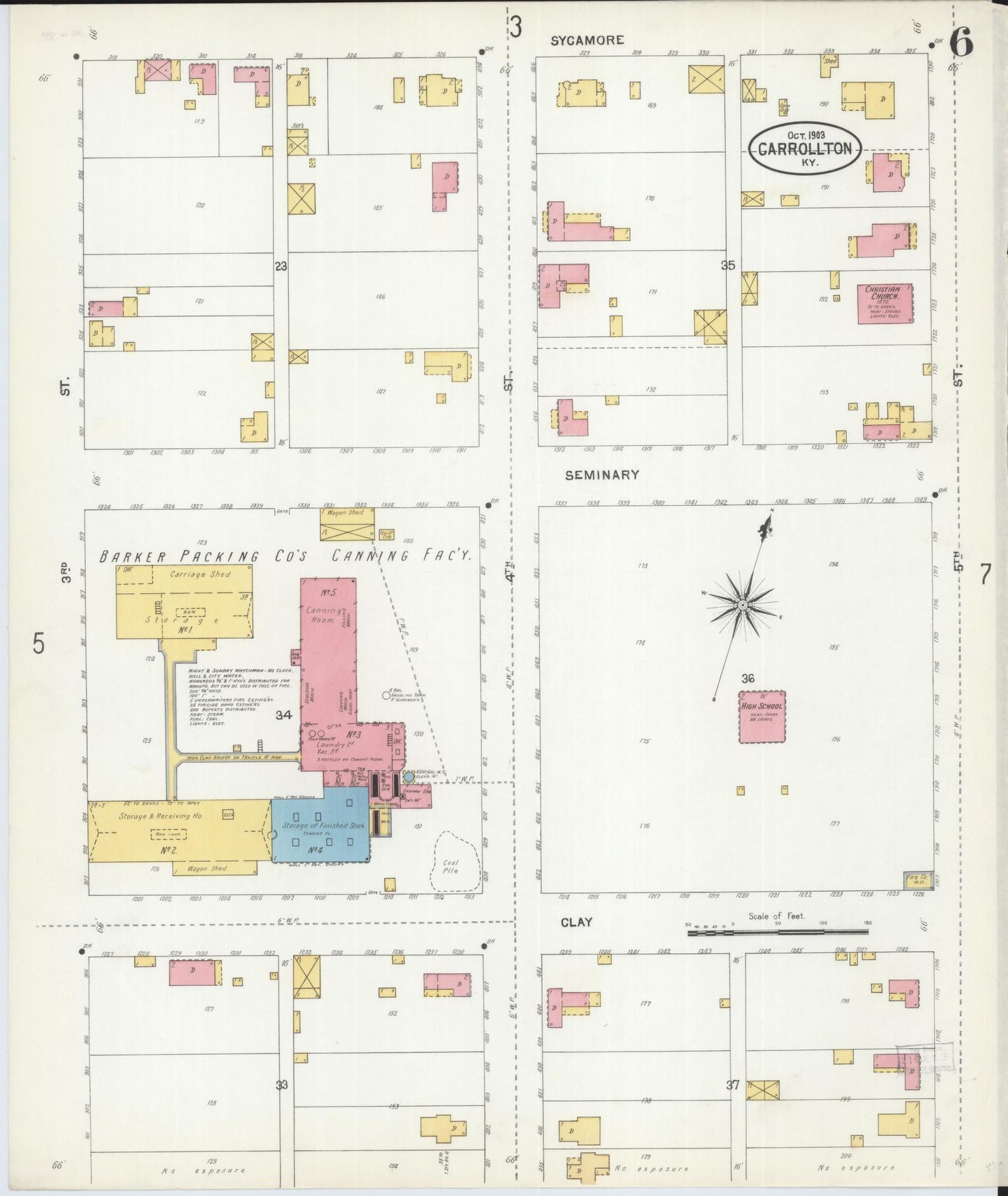 Sanborn Fire Insurance Map from Carrollton, Carroll County, Kentucky (1903), Sheet #0006 - Historic Sanborn Fire Insurance Map Print, vintage old map wall art, antique decor, genealogy gift, Kentucky Kentucky map