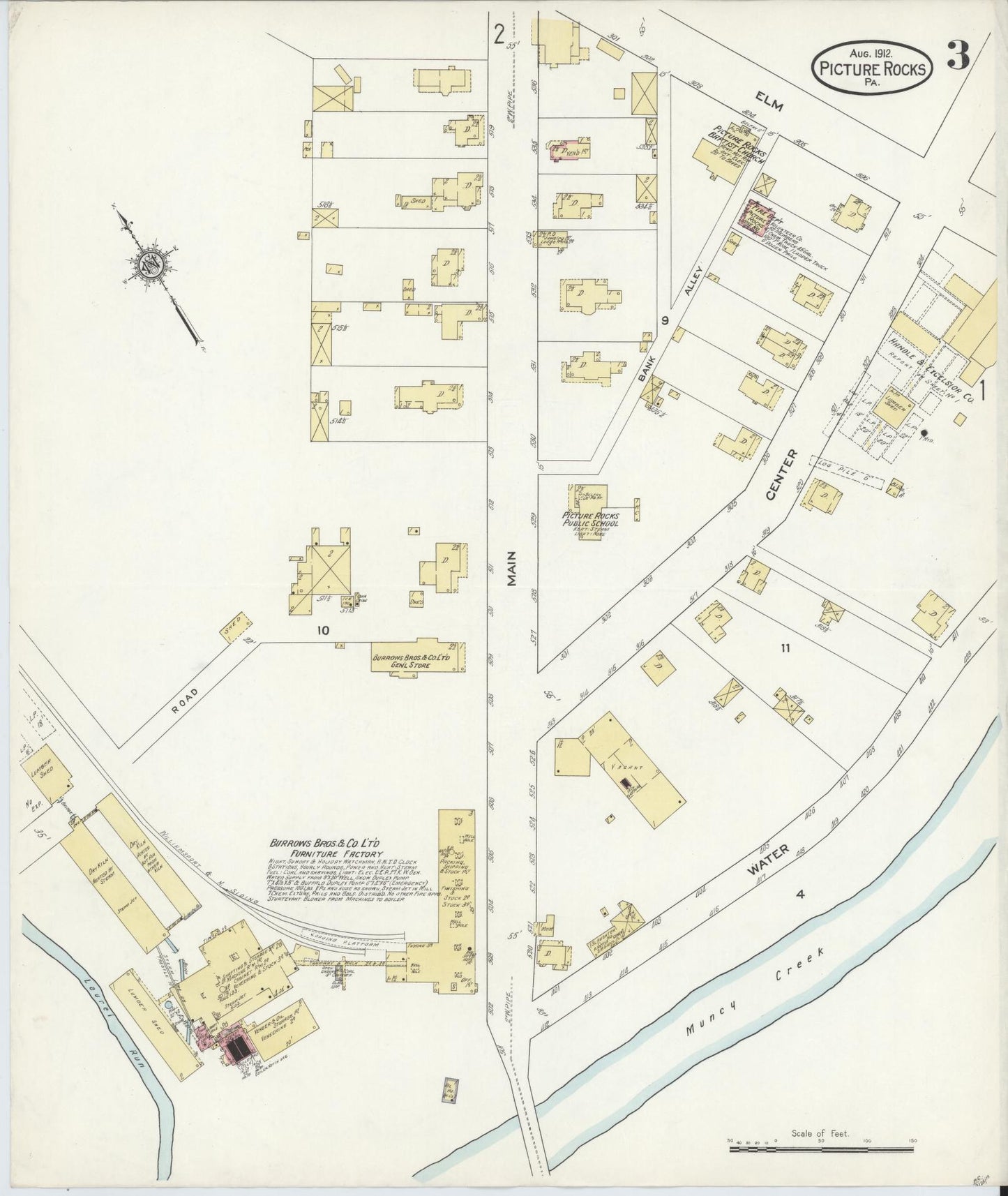 Sanborn Fire Insurance Map from Picture Rocks, Lycoming County, Pennsylvania (1912), Sheet #0003 - Complete Map Set gallery image, historic Sanborn map, vintage wall art, Pennsylvania Pennsylvania
