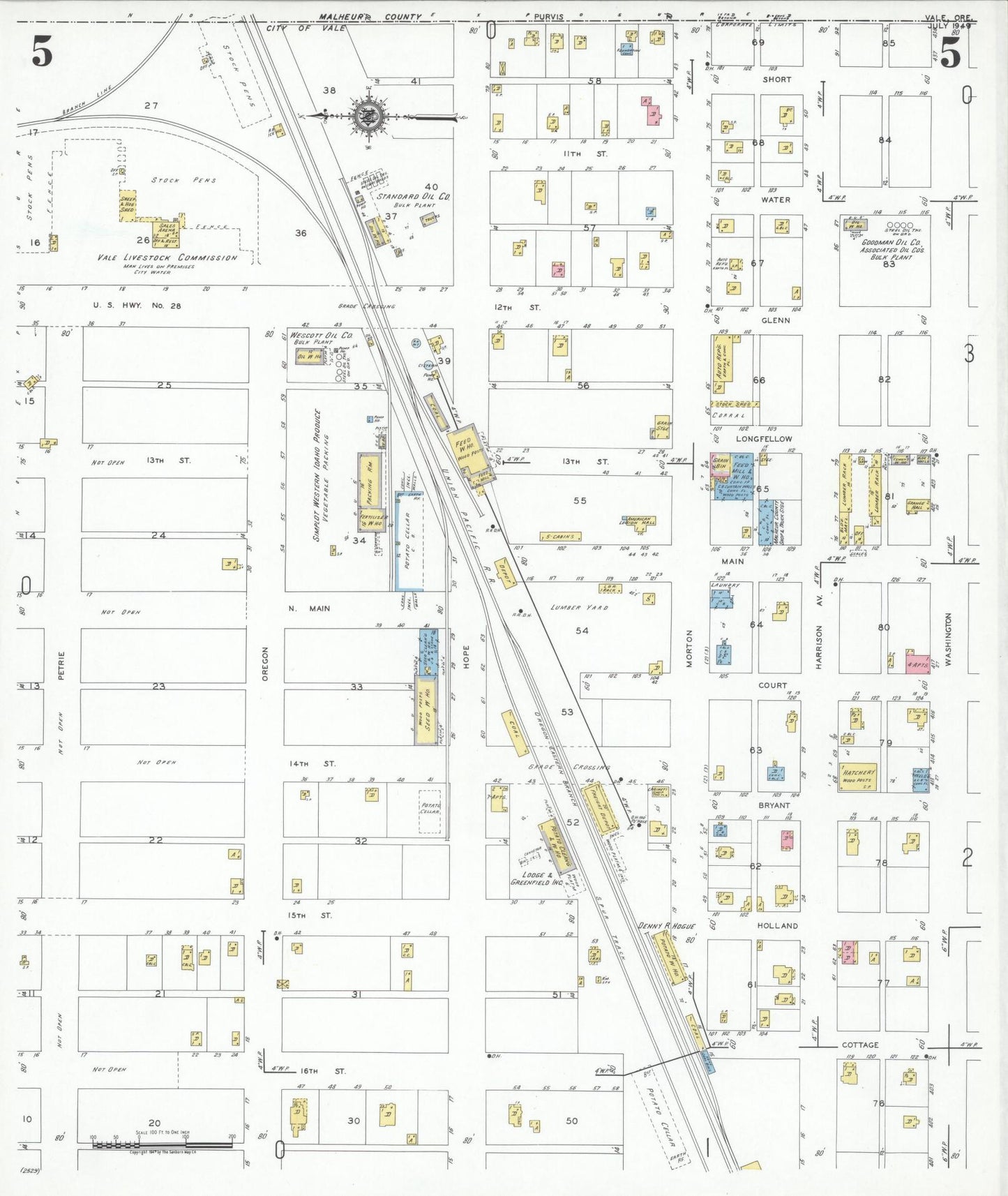 Sanborn Fire Insurance Map from Vale, Malheur County, Oregon (1949), Sheet #0005 - Complete Map Set gallery image, historic Sanborn map, vintage wall art, Oregon Oregon