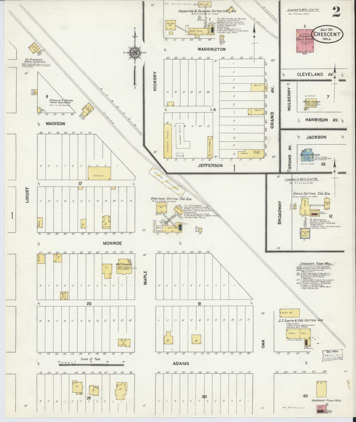 Sanborn Fire Insurance Map from Crescent, Logan County, Oklahoma (1911), Sheet #0002 - Complete Map Set gallery image, historic Sanborn map, vintage wall art, Oklahoma Oklahoma