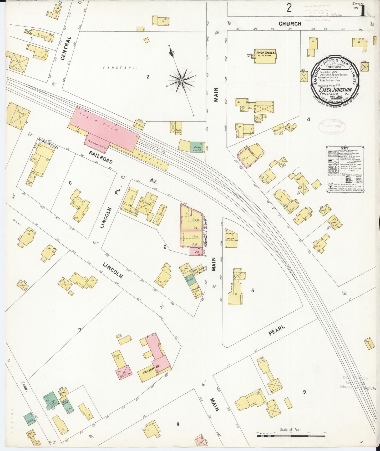 Sanborn Fire Insurance Map from Essex Junction, Chittenden County, Vermont. (1899) – Historic Sanborn Fire Insurance Map Print