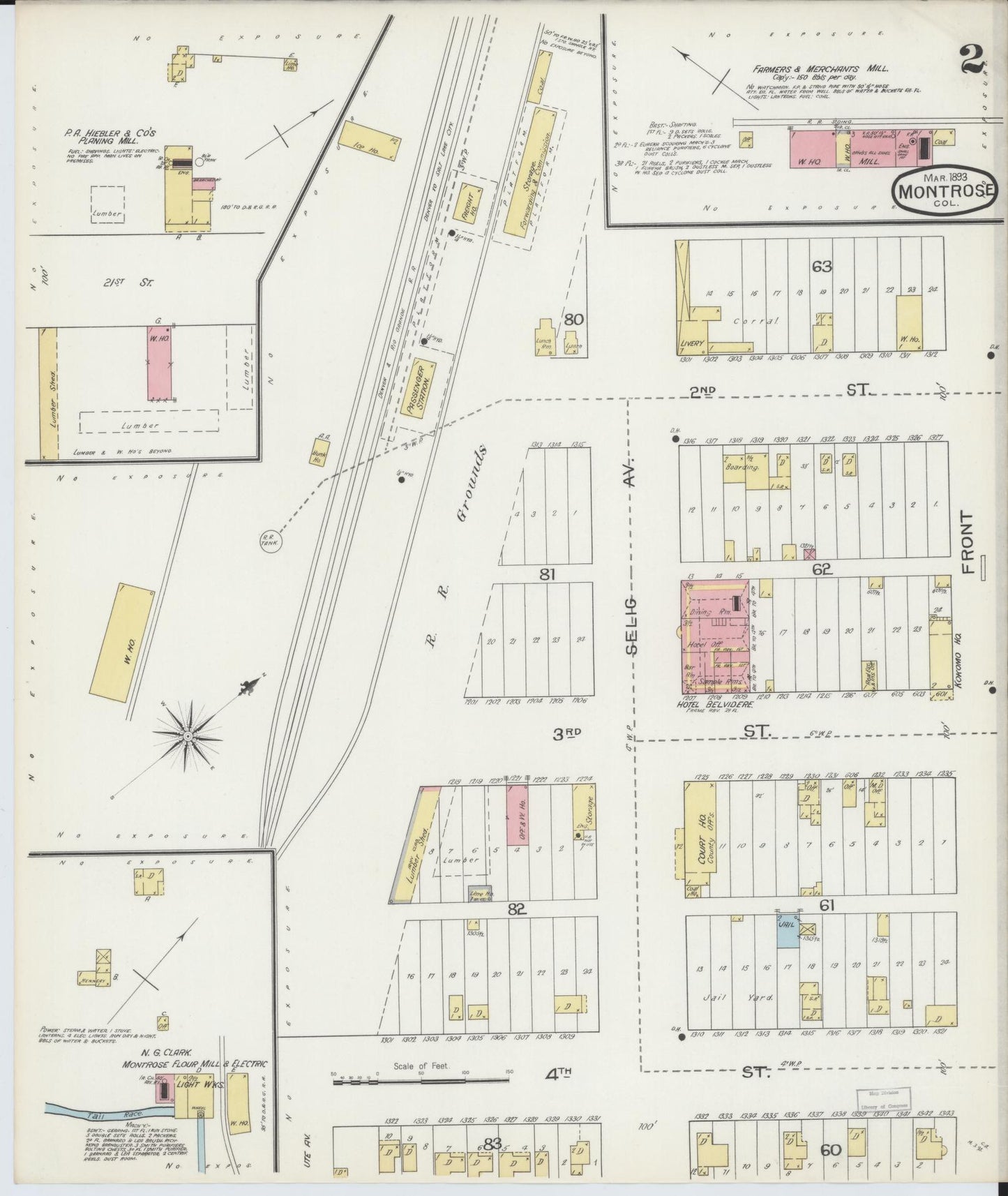 Sanborn Fire Insurance Map from Montrose, Montrose County, Colorado (1893), Sheet #0002 - Complete Map Set gallery image, historic Sanborn map, vintage wall art, Colorado Colorado