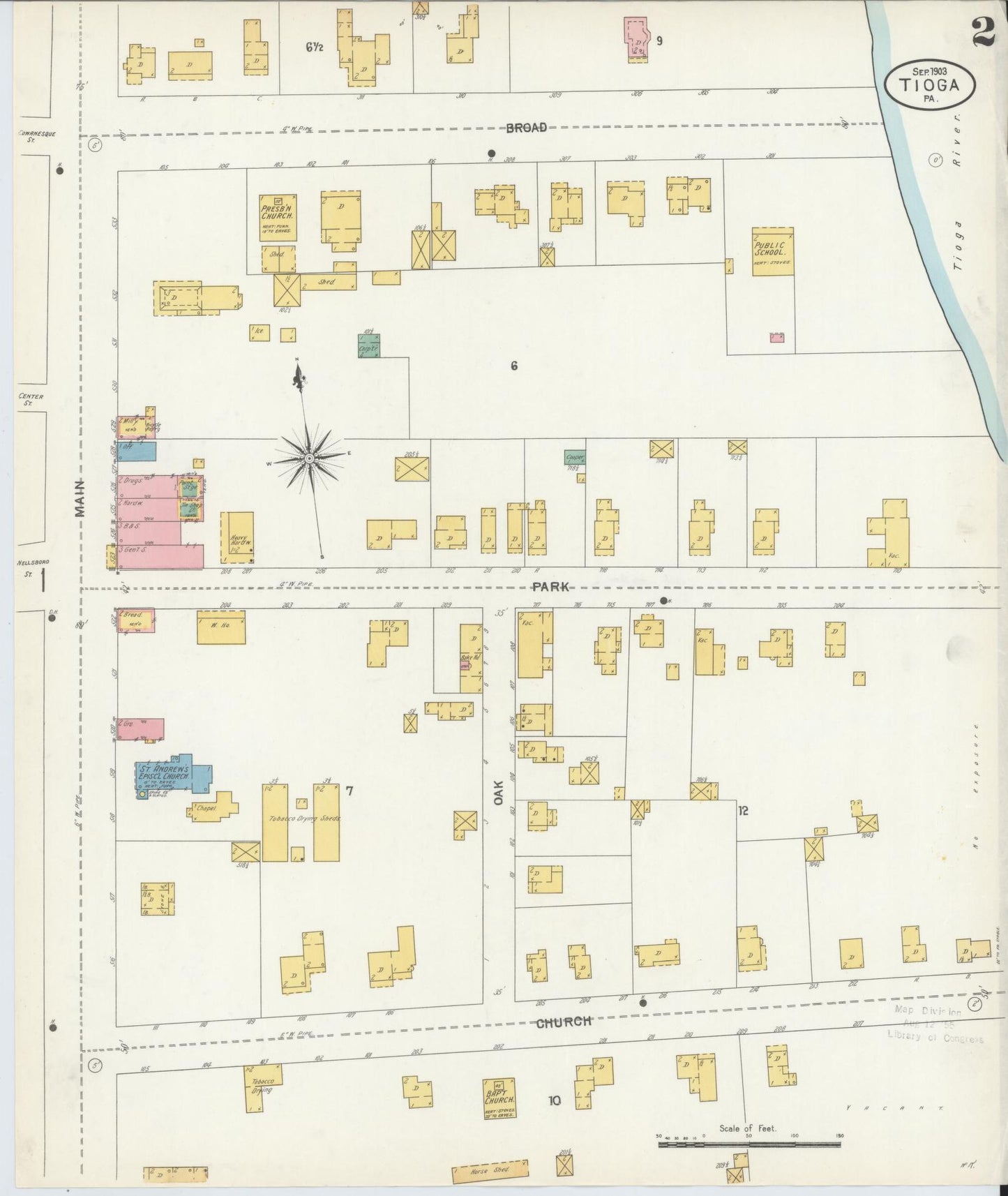 Sanborn Fire Insurance Map from Tioga, Tioga County, Pennsylvania (1903), Sheet #0002 - Complete Map Set gallery image, historic Sanborn map, vintage wall art, Pennsylvania Pennsylvania