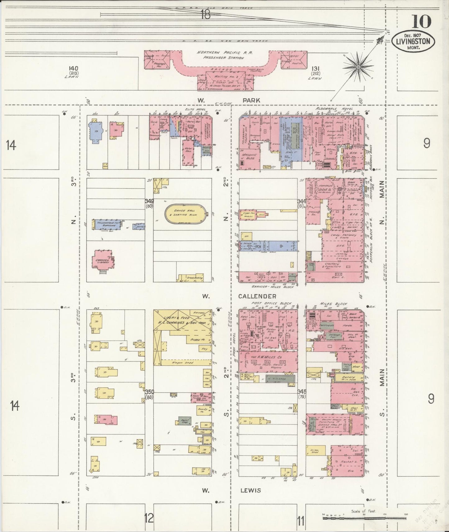 Sanborn Fire Insurance Map from Livingston, Park County, Montana (1907), Sheet #0010 - Historic Sanborn Fire Insurance Map Print, vintage old map wall art, antique decor, genealogy gift, Montana Montana map
