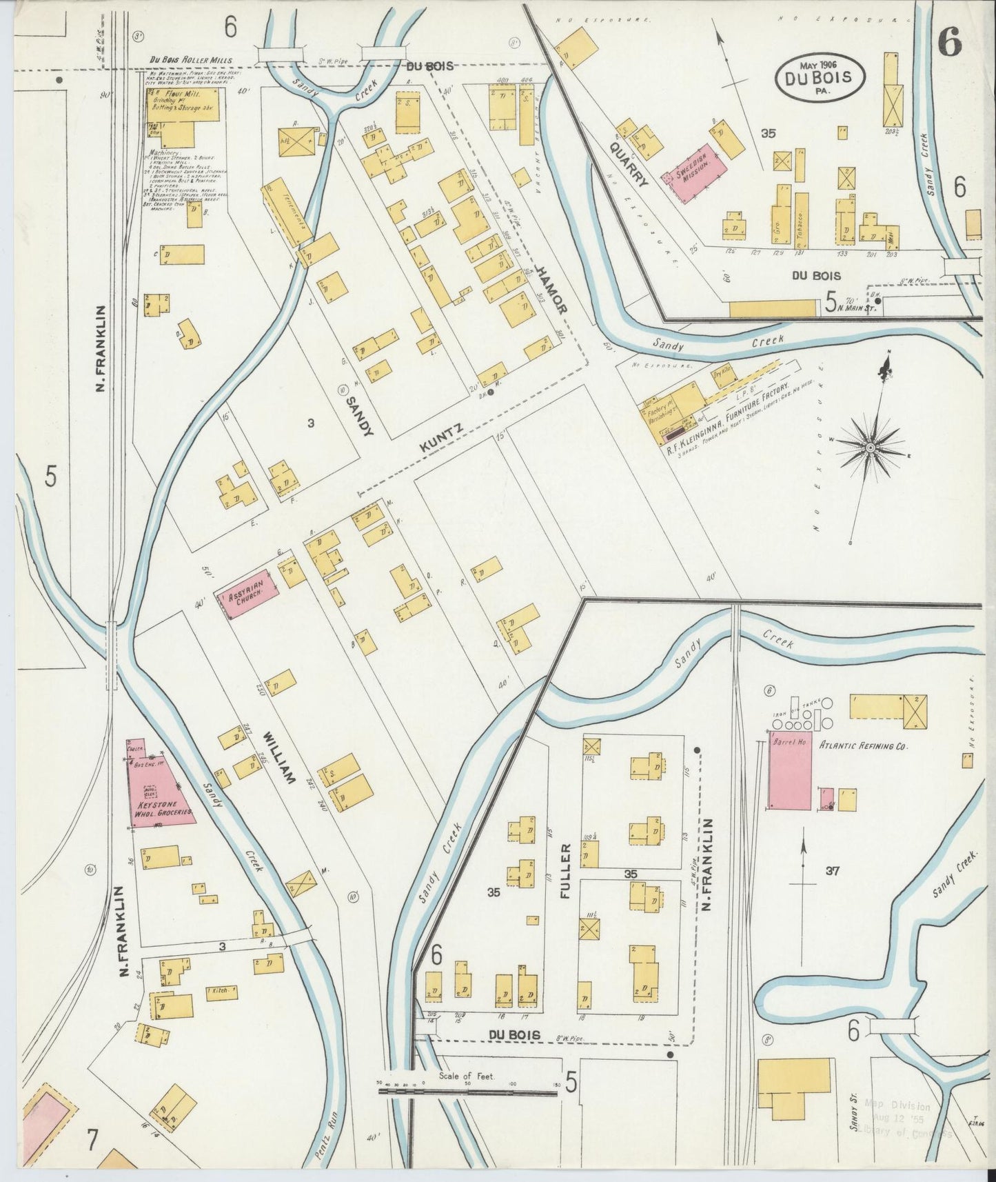 Sanborn Fire Insurance Map from Du Bois, Clearfield County, Pennsylvania (1906), Sheet #0006 - Historic Sanborn Fire Insurance Map Print, vintage old map wall art, antique decor, genealogy gift, Pennsylvania Pennsylvania map