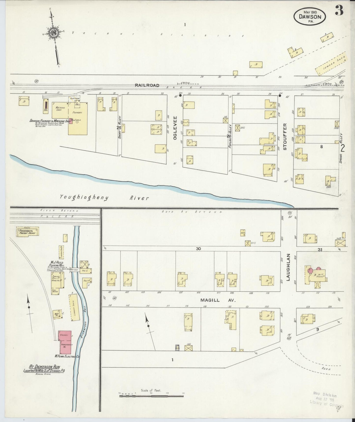 Sanborn Fire Insurance Map from Dawson, Fayette County, Pennsylvania (1910), Sheet #0003 - Historic Sanborn Fire Insurance Map Print, vintage old map wall art, antique decor, genealogy gift, Pennsylvania Pennsylvania map