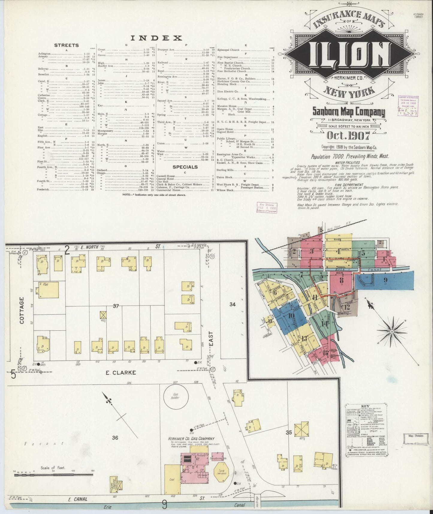 Sanborn Fire Insurance Map from Ilion, Herkimer County, New York. (1907) – Historic Sanborn Fire Insurance Map Print