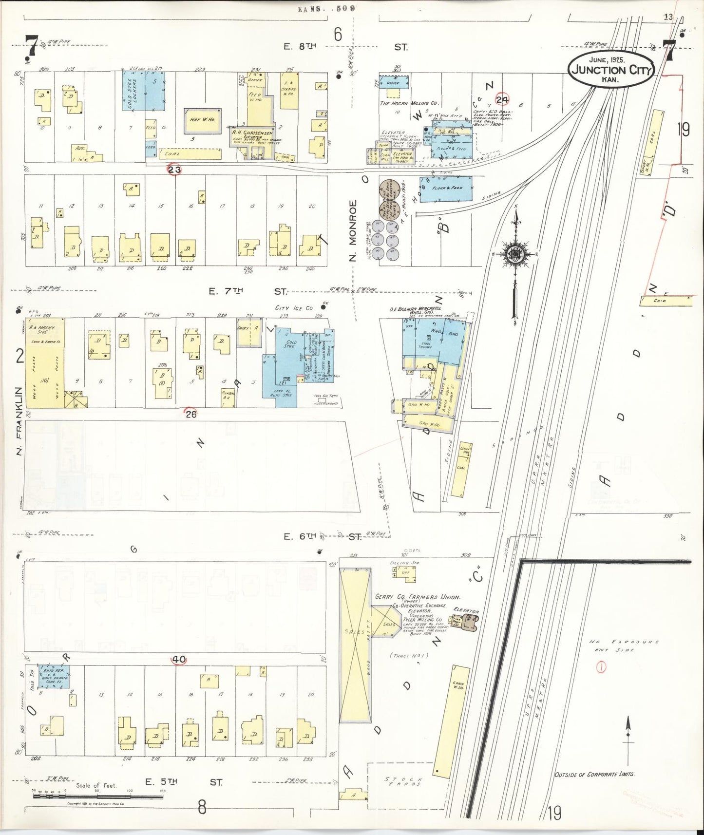 Sanborn Fire Insurance Map from Junction City, Geary County, Kansas (1947), Sheet #0007 - Historic Sanborn Fire Insurance Map Print, vintage old map wall art, antique decor, genealogy gift, Kansas Kansas map