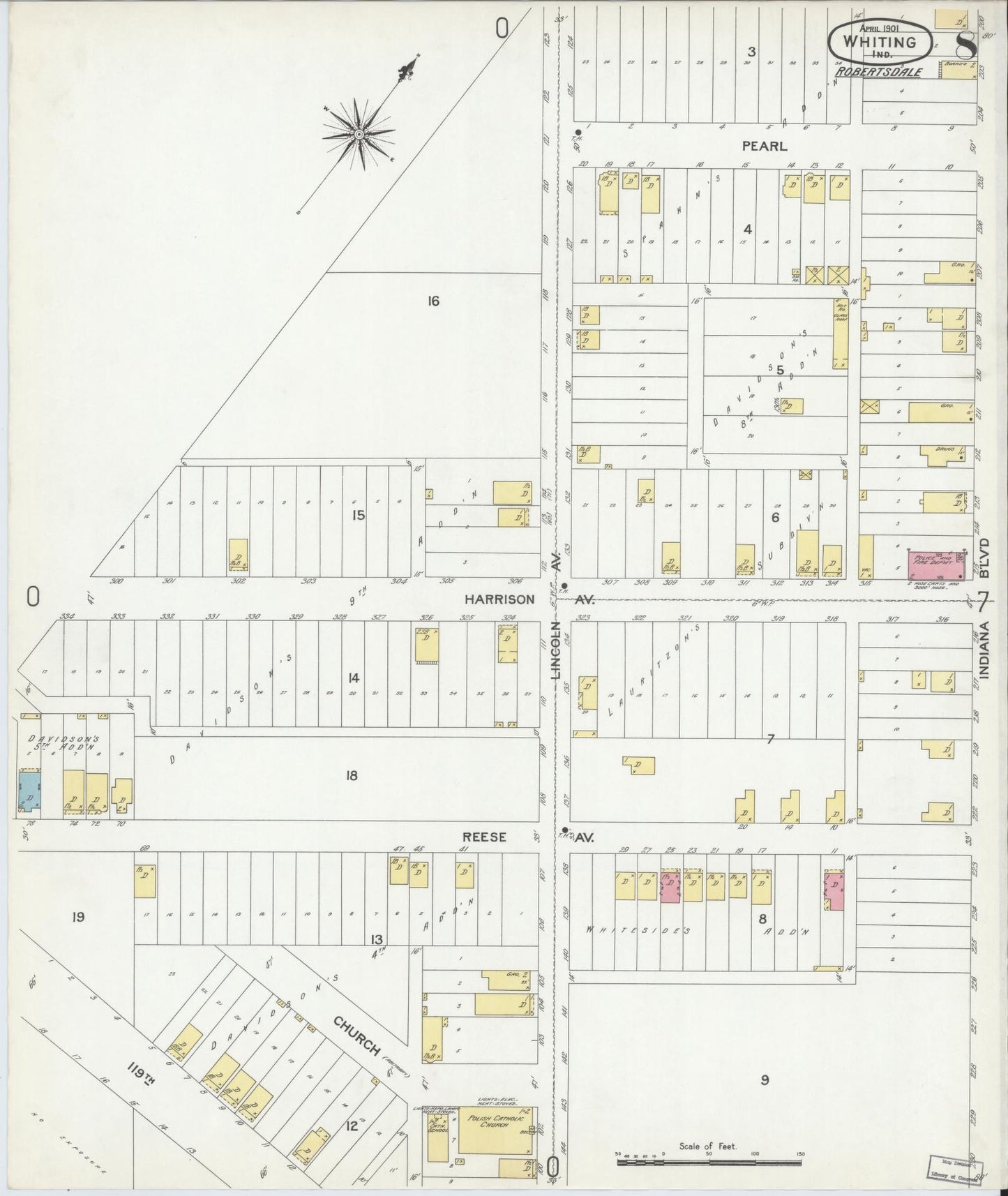 Sanborn Fire Insurance Map from Whiting, Lake County, Indiana (1901), Sheet #0008 - Complete Map Set gallery image, historic Sanborn map, vintage wall art, Indiana Indiana