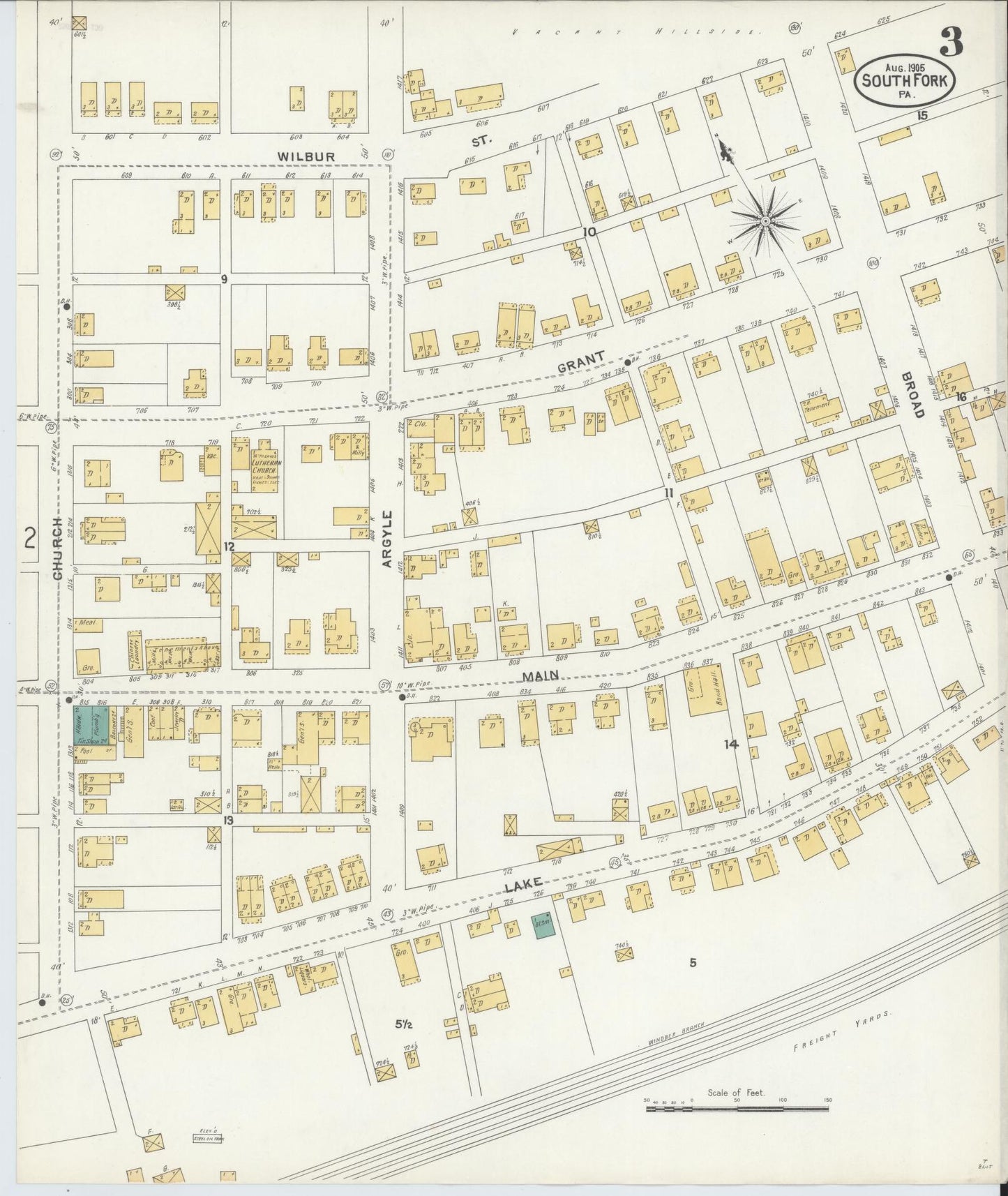 Sanborn Fire Insurance Map from South Fork, Cambria County, Pennsylvania (1905), Sheet #0003 - Complete Map Set gallery image, historic Sanborn map, vintage wall art, Pennsylvania Pennsylvania