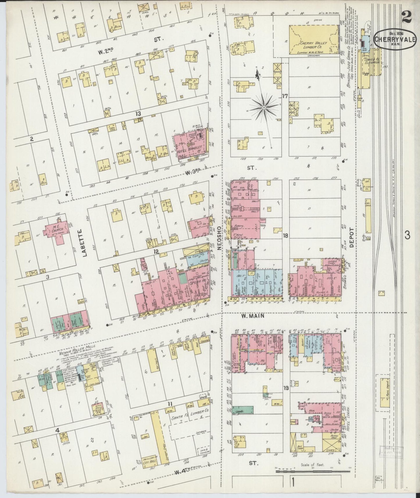 Sanborn Fire Insurance Map from Cherryvale, Montgomery County, Kansas (1896), Sheet #0002 - Historic Sanborn Fire Insurance Map Print, vintage old map wall art, antique decor, genealogy gift, Kansas Kansas map
